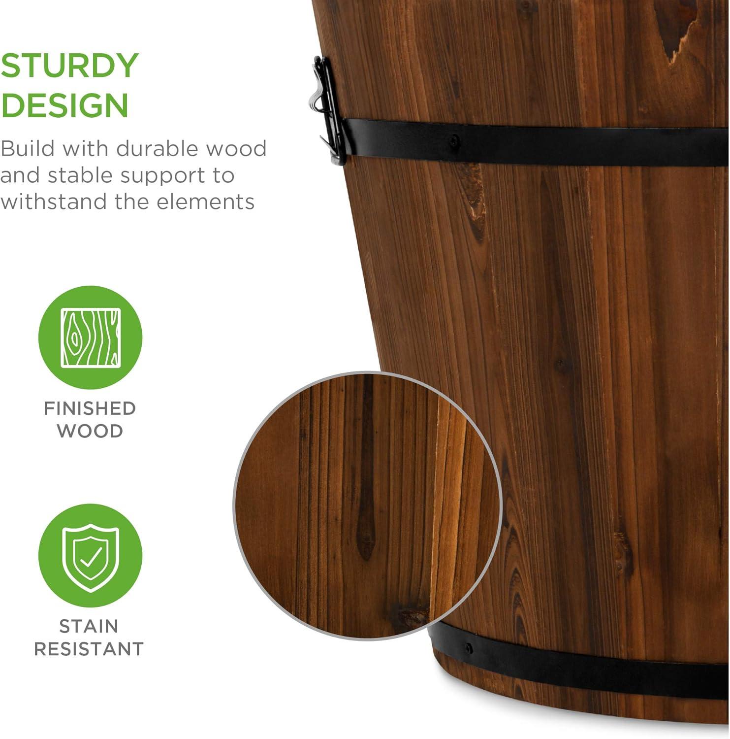 Rustic Wooden Barrel Trio Planters for Indoor & Outdoor Elegance