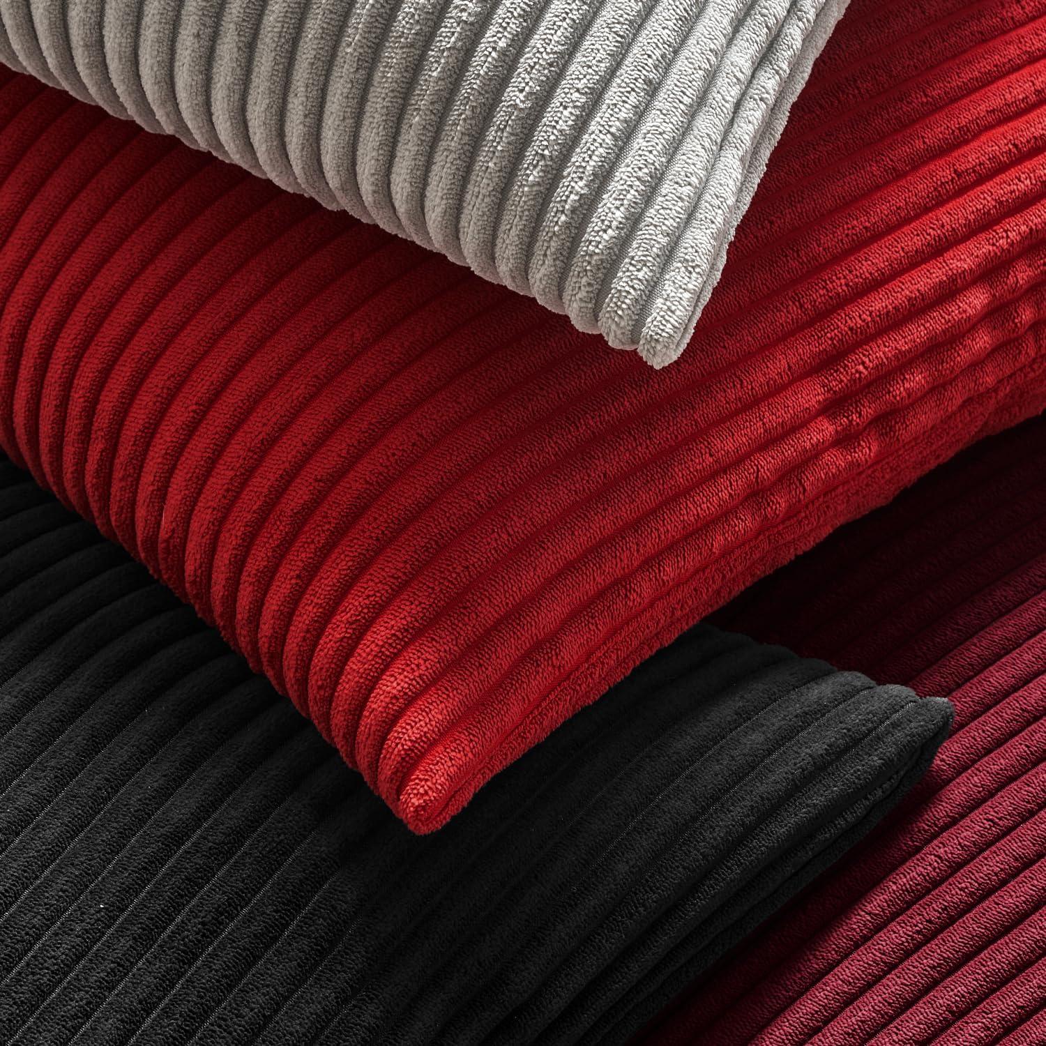 MIULEE Decorative Throw Pillow Covers Pack of 2 Corduroy Soft Soild Pillow Cases Square Pillowcases for Cushion Couch Sofa Bedroom Living Room 20 x 20 Inch Red