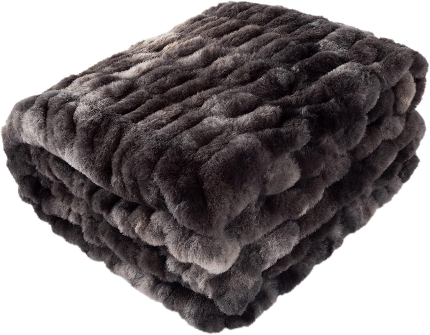 Lavish Home 60x80 Jacquard Faux Fur Blanket