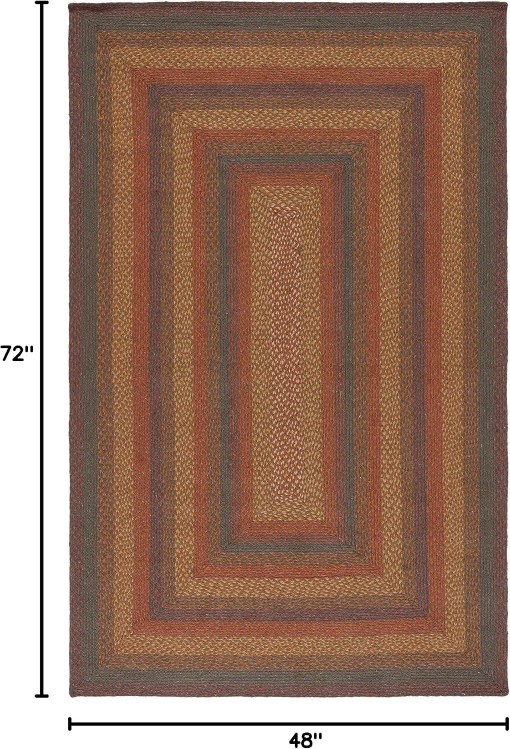 SAFAVIEH Braided Collection Accent Rug - 4' x 6', Green & Rust, Handmade Country Cottage Jute Reversible, Ideal for High Traffic Areas in Entryway, Living Room, Bedroom (BRD652P)