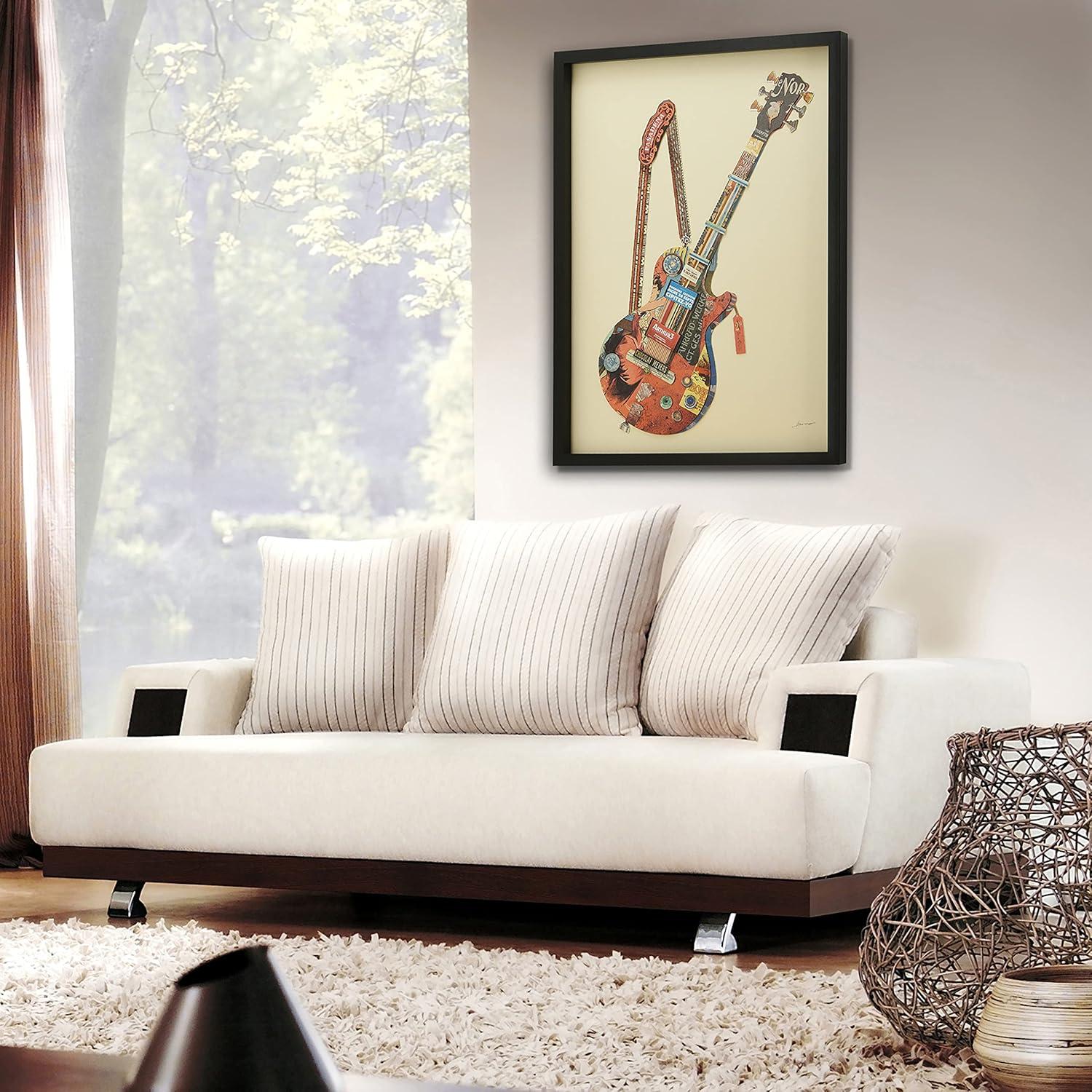 Electric Guitar Collage Framed Graphic Art Under Glass