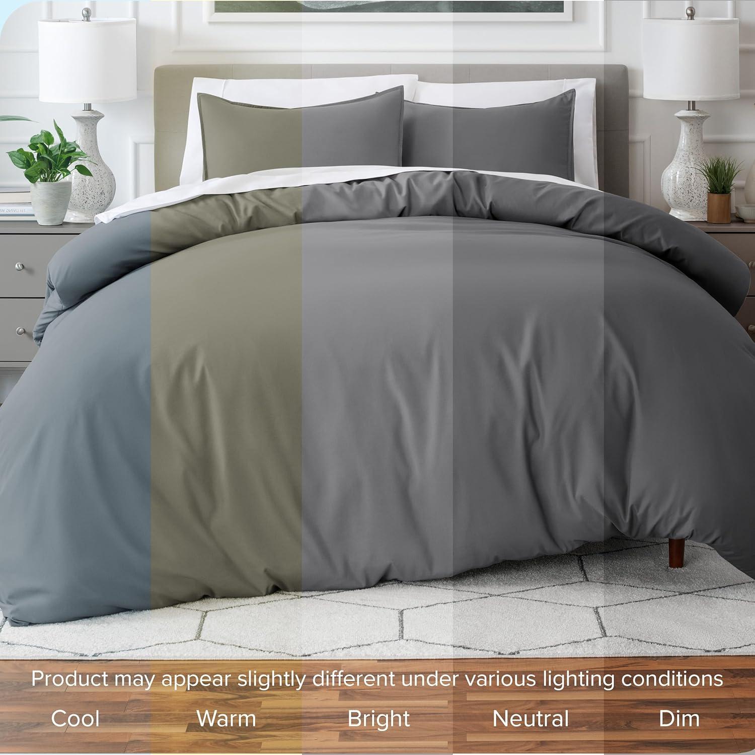Full Grey Double Brushed Duvet Cover Set by Bare Home
