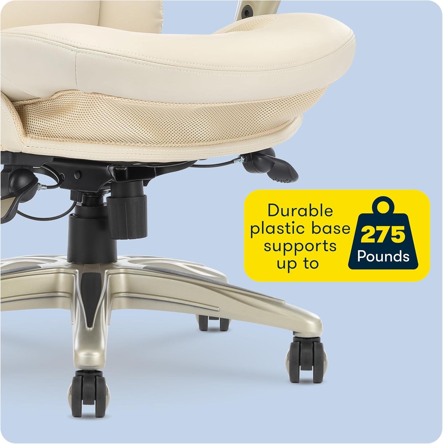 Work Executive Office Chair Ivory - Serta : Ergonomic Pneumatic Height Adjustment, Lumbar Support