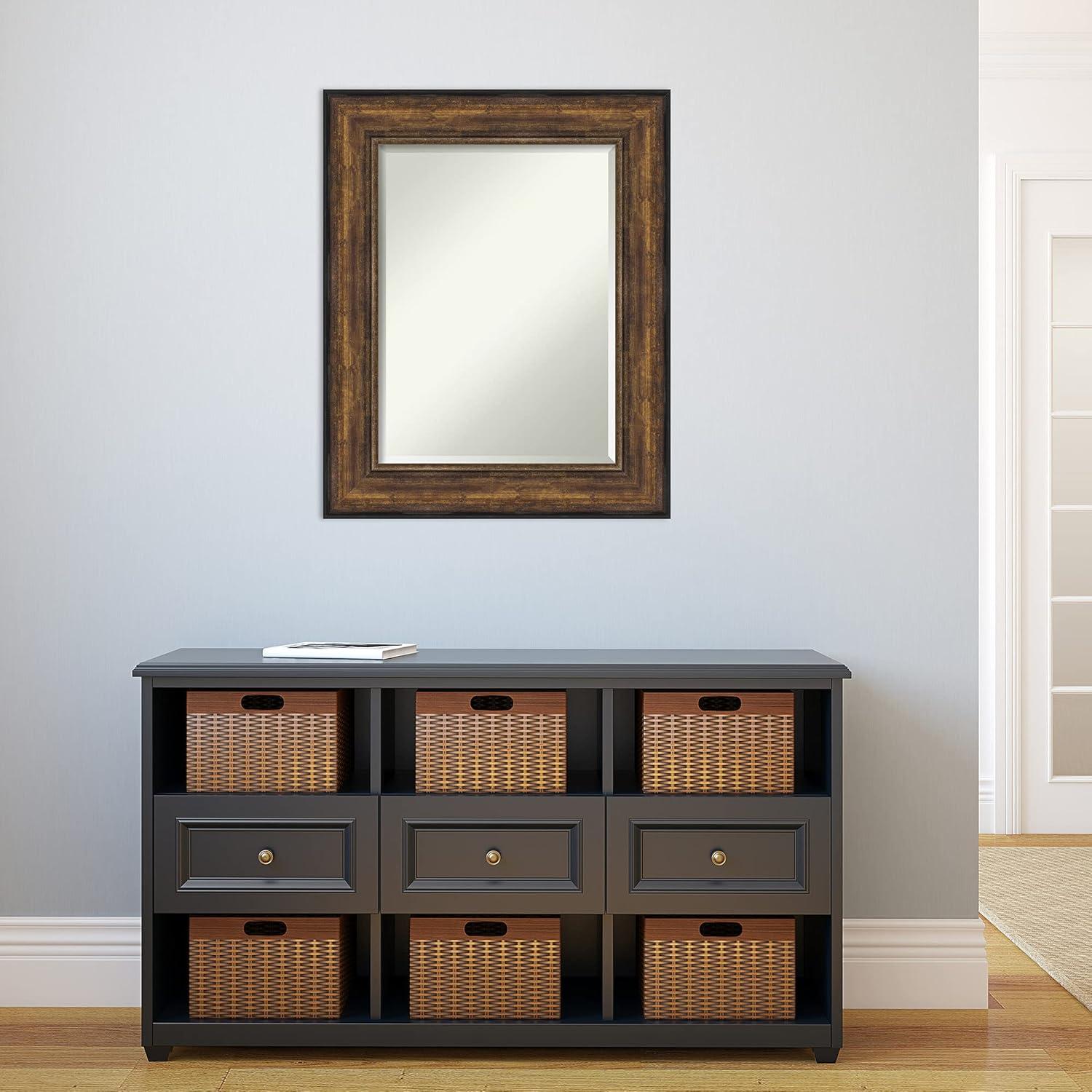 Medium Rectangle Bronze Bronze/Copper Metallic Beveled Glass Modern Mirror (31.5 in. H x 25.5 in. W)