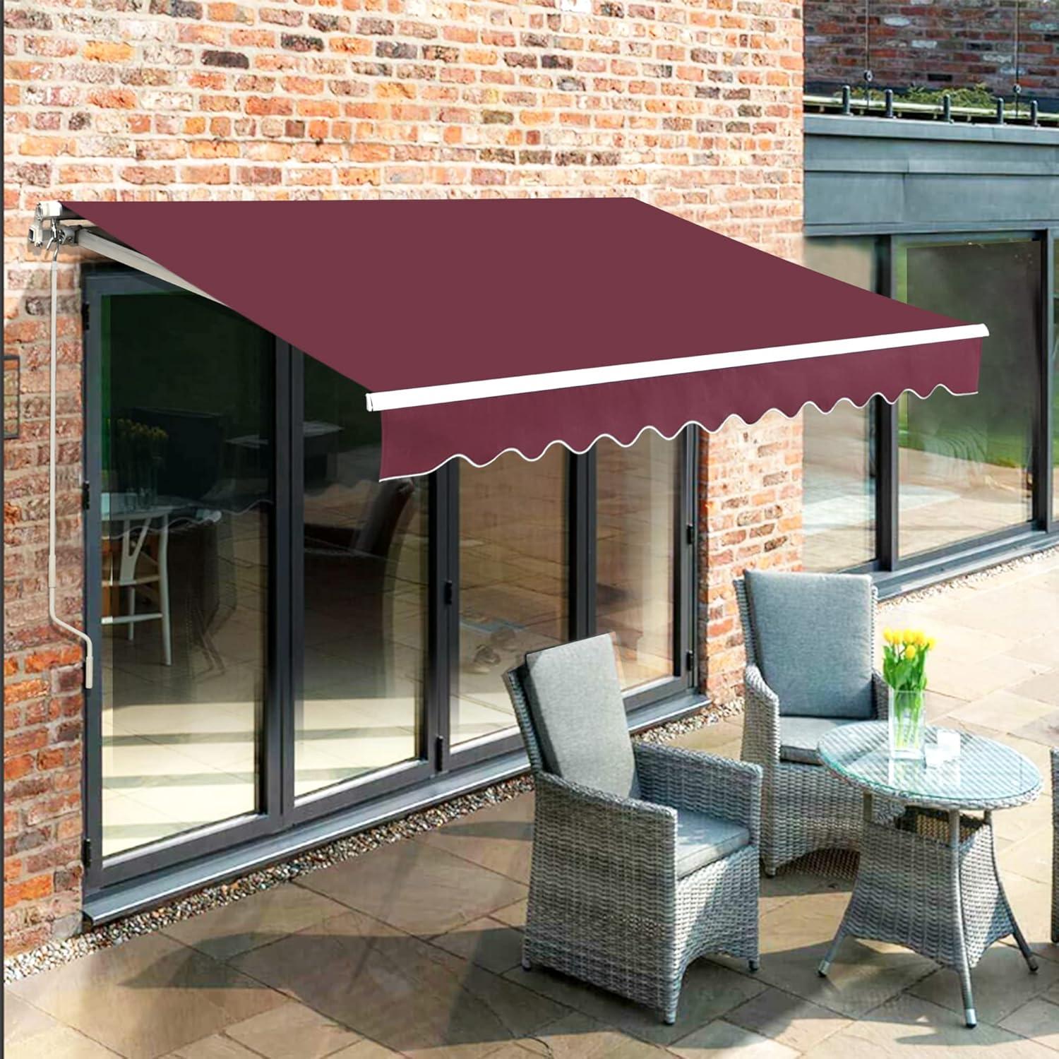 MCombo 12' x 10' Burgundy Manually Retractable Patio