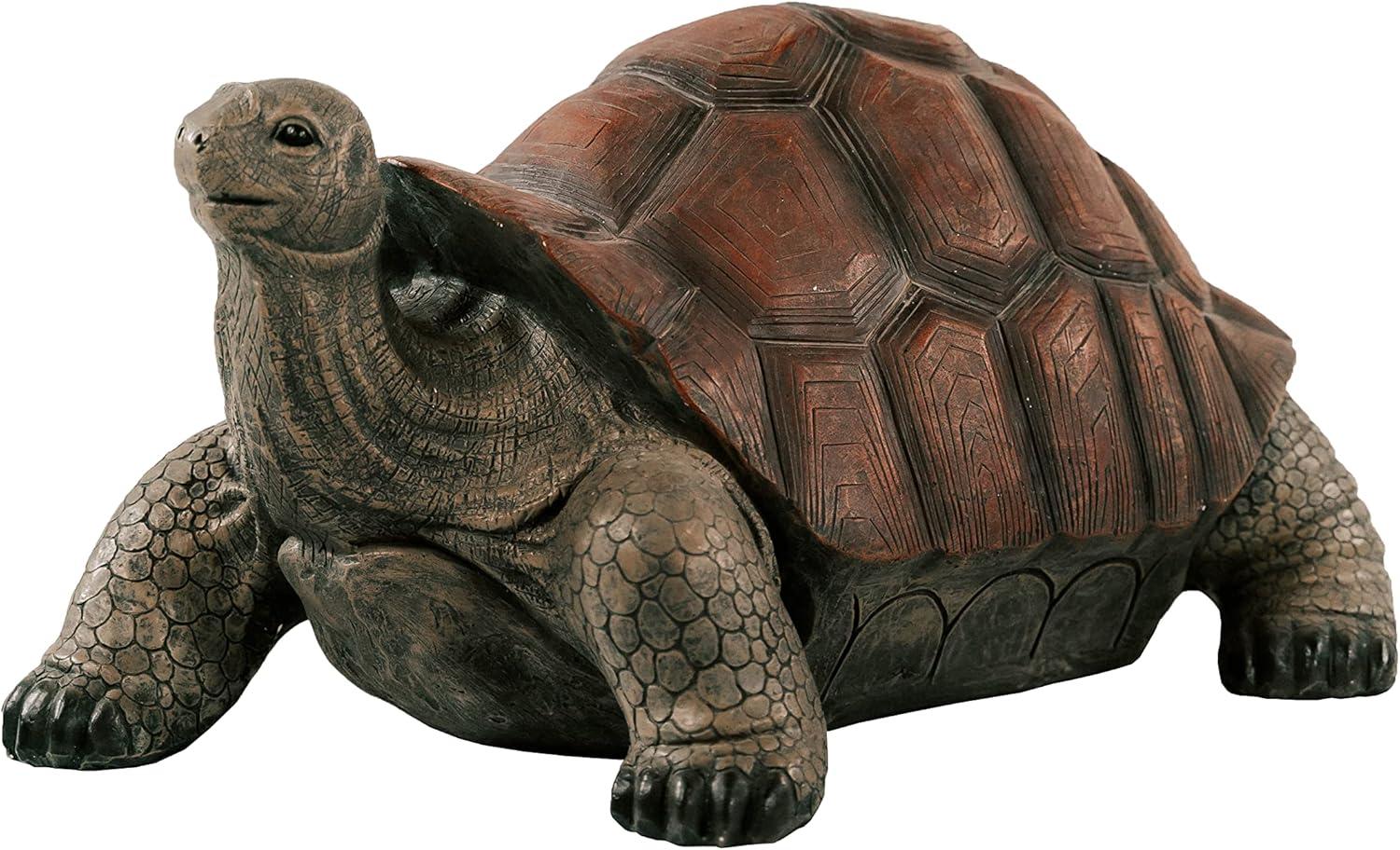 28" Brown and Black Concrete Tortoise Garden Statue