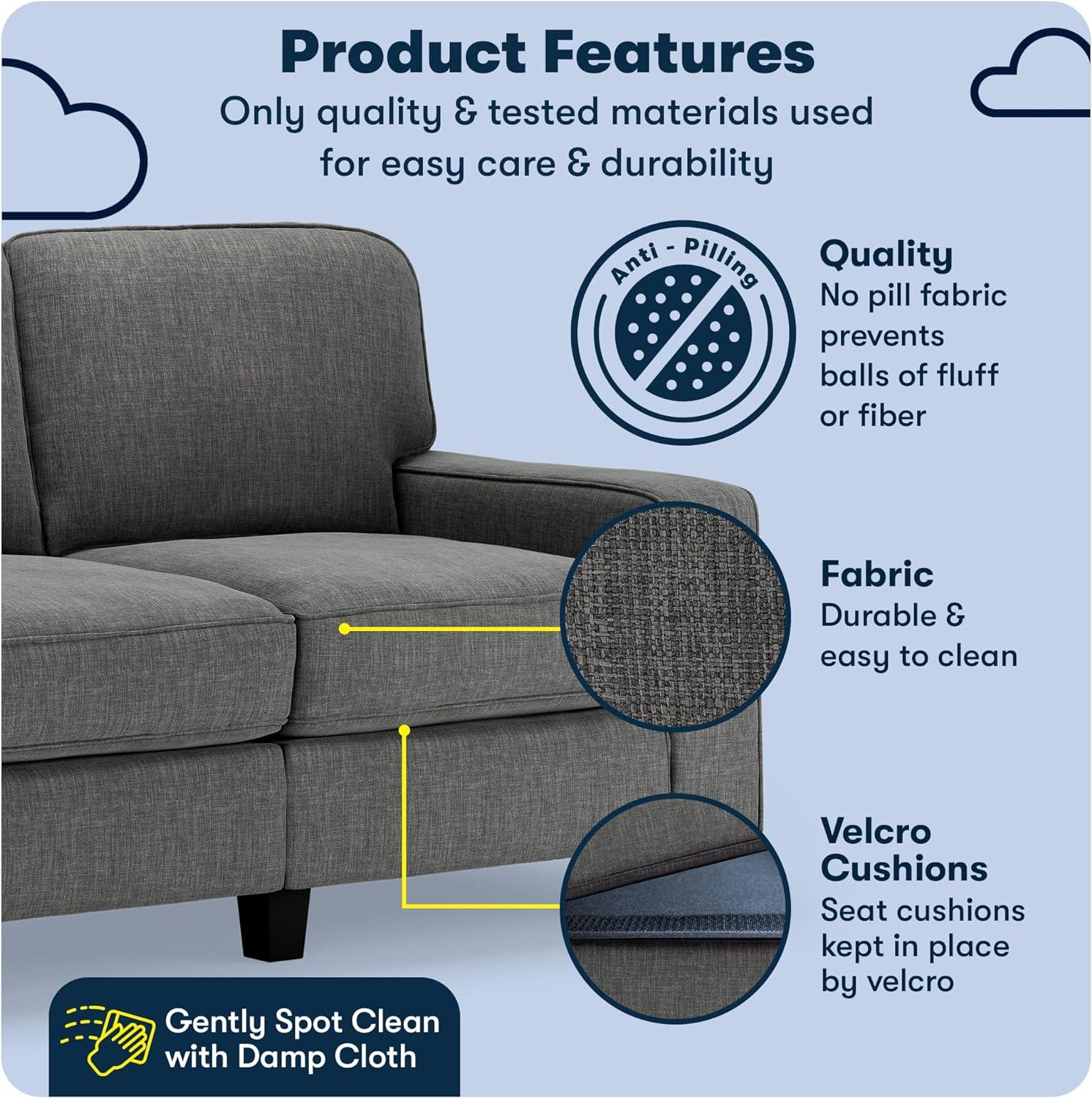 Serta Palisades 61" Track Arm Sofa, Easy Care Fabric, Soft Pillow Back, Pocket Coil Seat Cushions