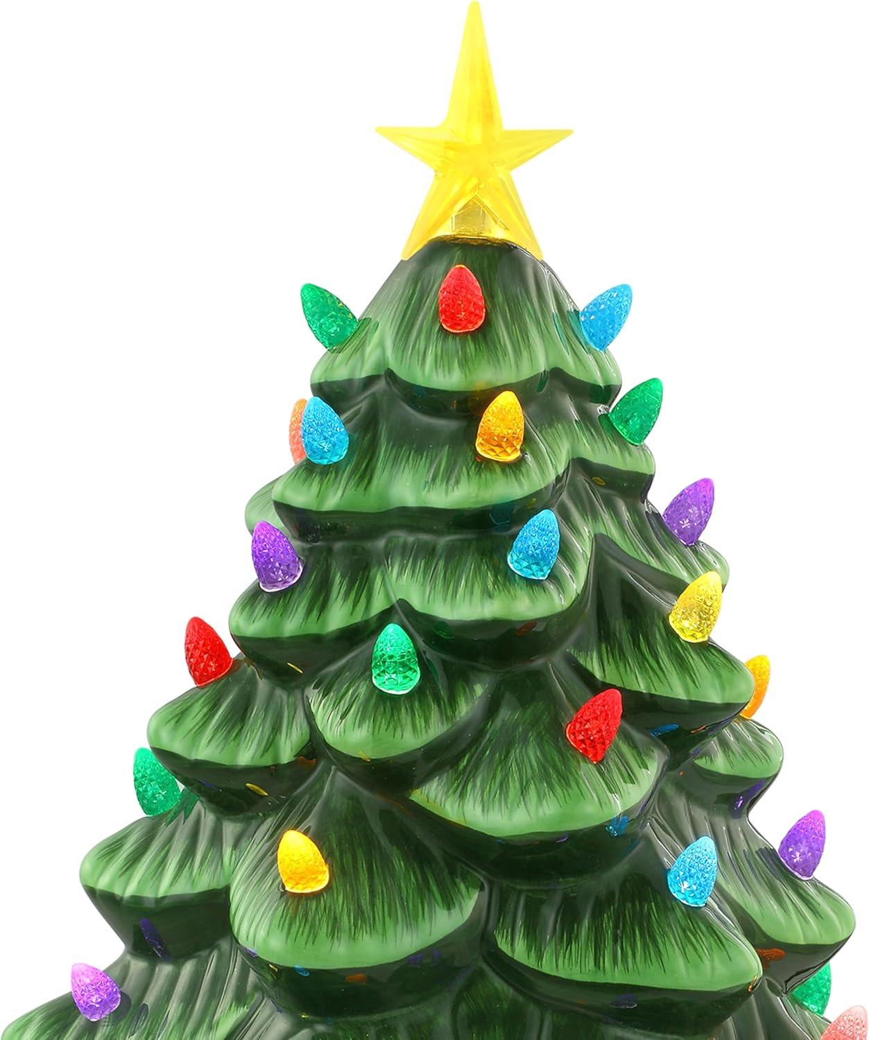 Mr. Christmas Nostalgic Ceramic LED Christmas Tree - 14" - Green