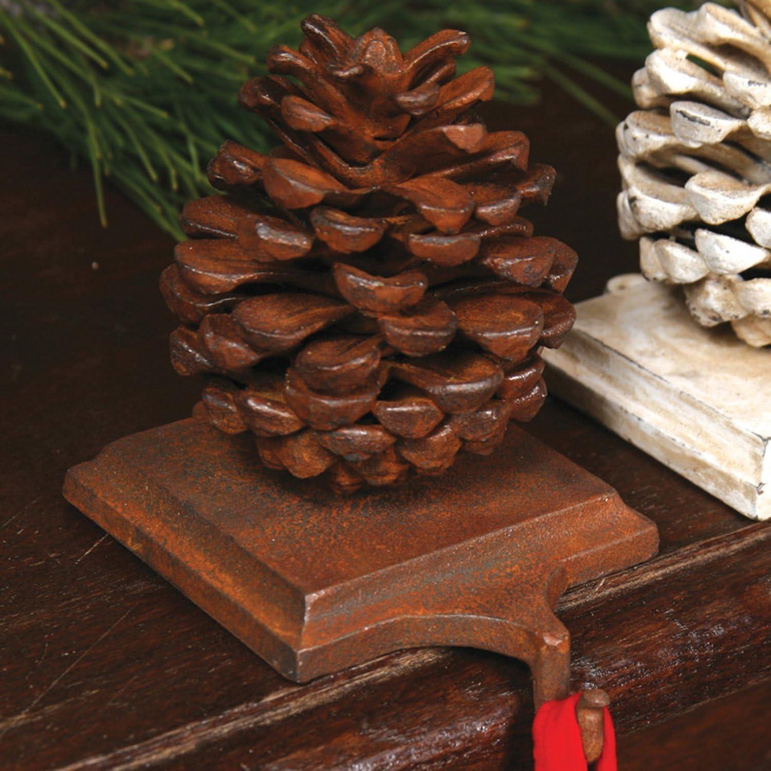 Rustic Cast Iron Pinecone Stocking Holder