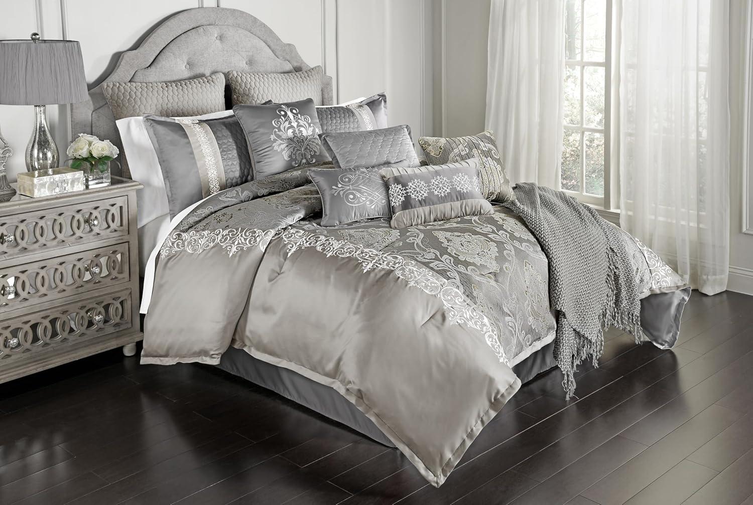 Queen 12pc Kacee Comforter Set Gray - Riverbrook Home