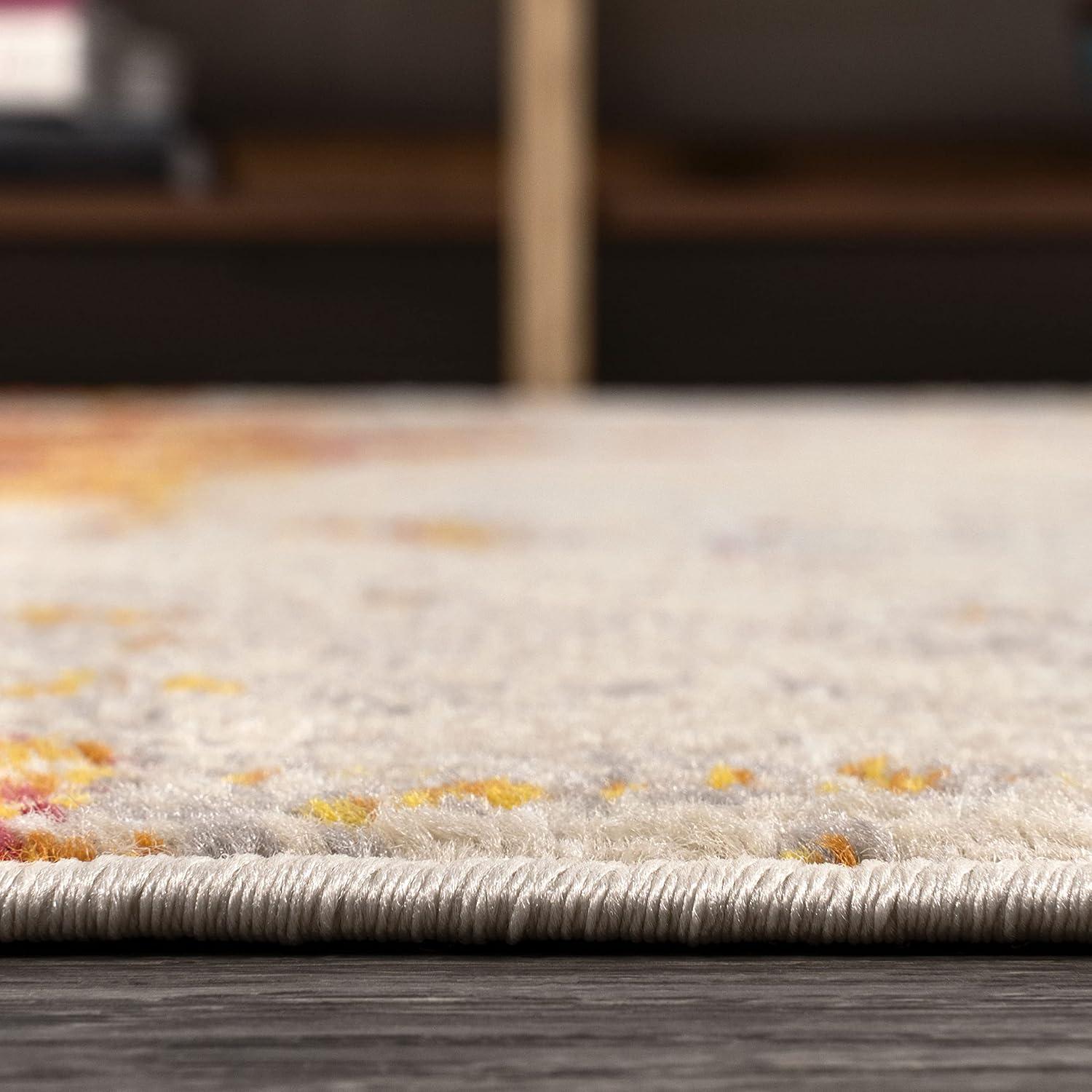 Abstract Orange/Blue/Cream Area Rug