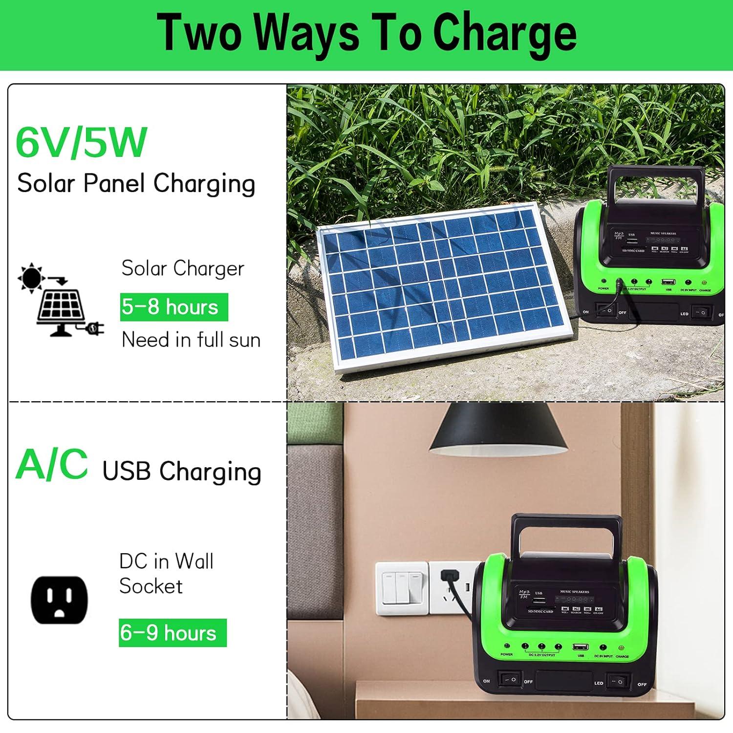 Solar Generator with Panel,Solar Power Generators Portable Power Station with Flashlight,Emergency Power Supply for Home Use Camping Hunting Emergency(Green)