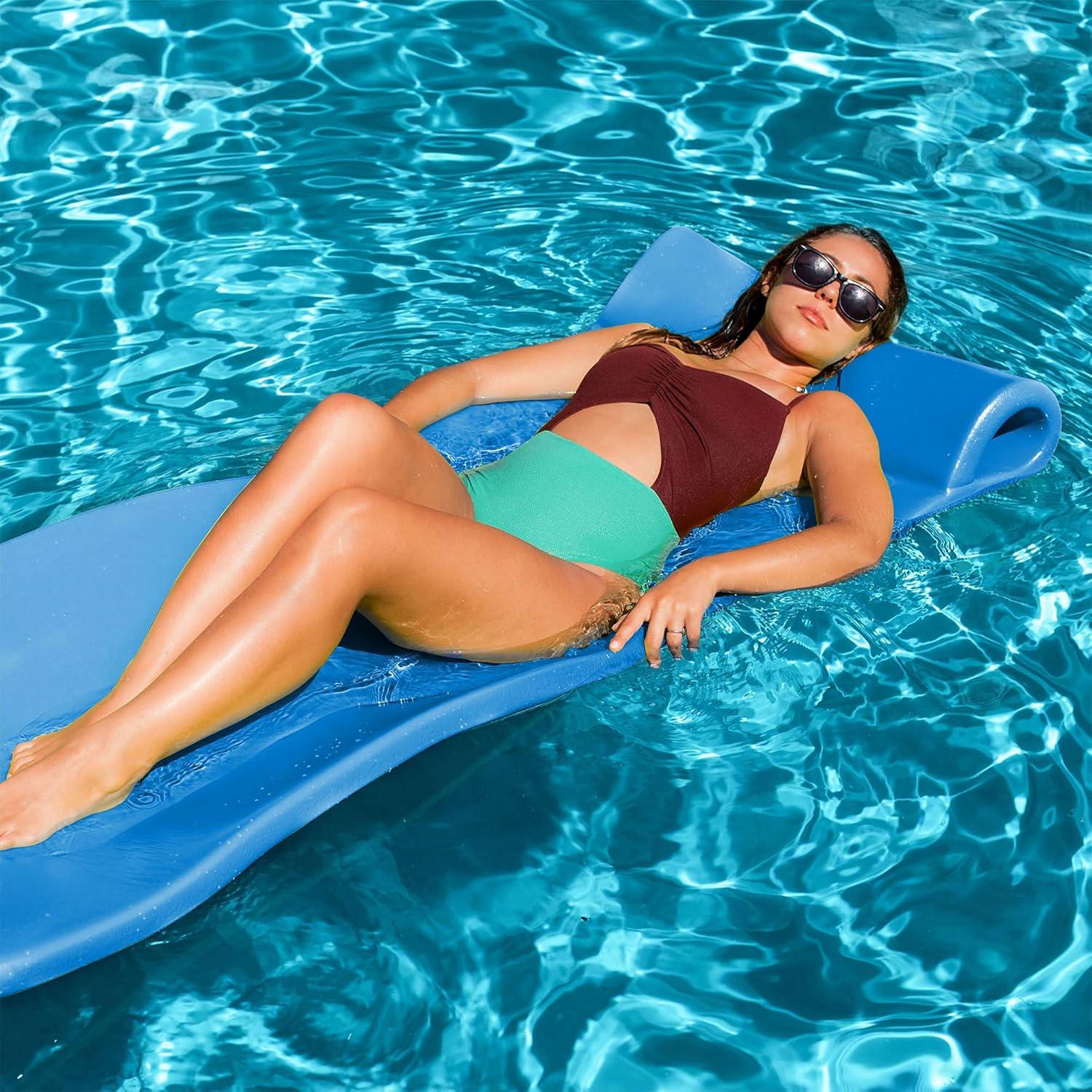 Bahama Blue Foam Pool Float with Roll Pillow