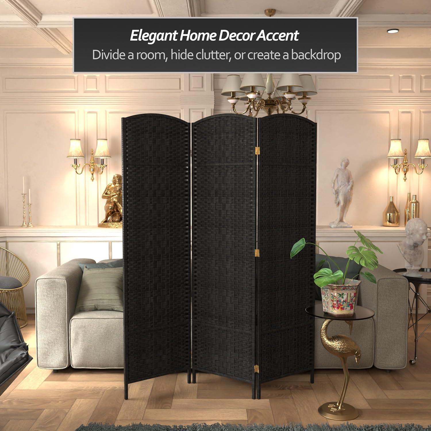 Oriental Furniture 6 ft. Tall Diamond Weave Room Divider - Natural - 3 Panel
