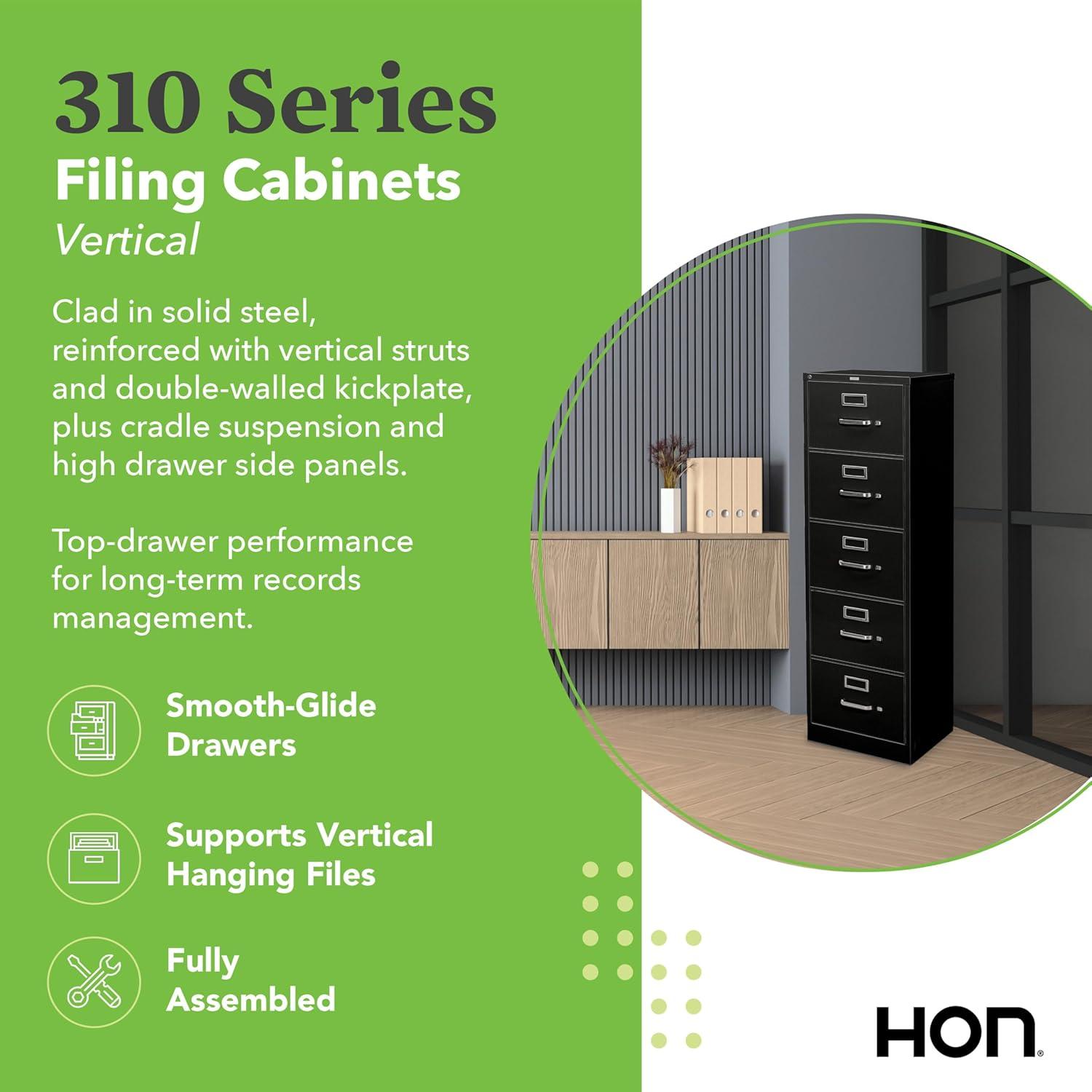 HON 310 Series 5-Drawer Vertical Filing Cabinet