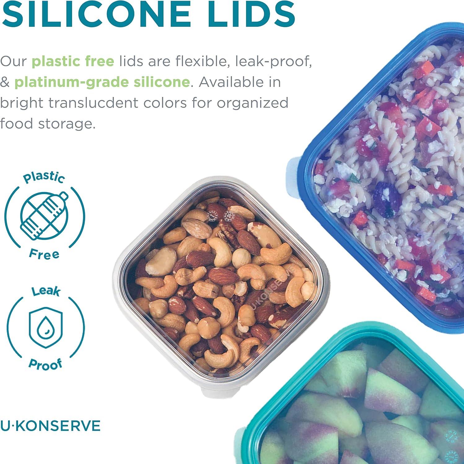 U-Konserve Stainless Steel Food Storage Bento Box Container, Leak Proof Silicone Lid Dishwasher Safe - Plastic Free (30oz Clear)