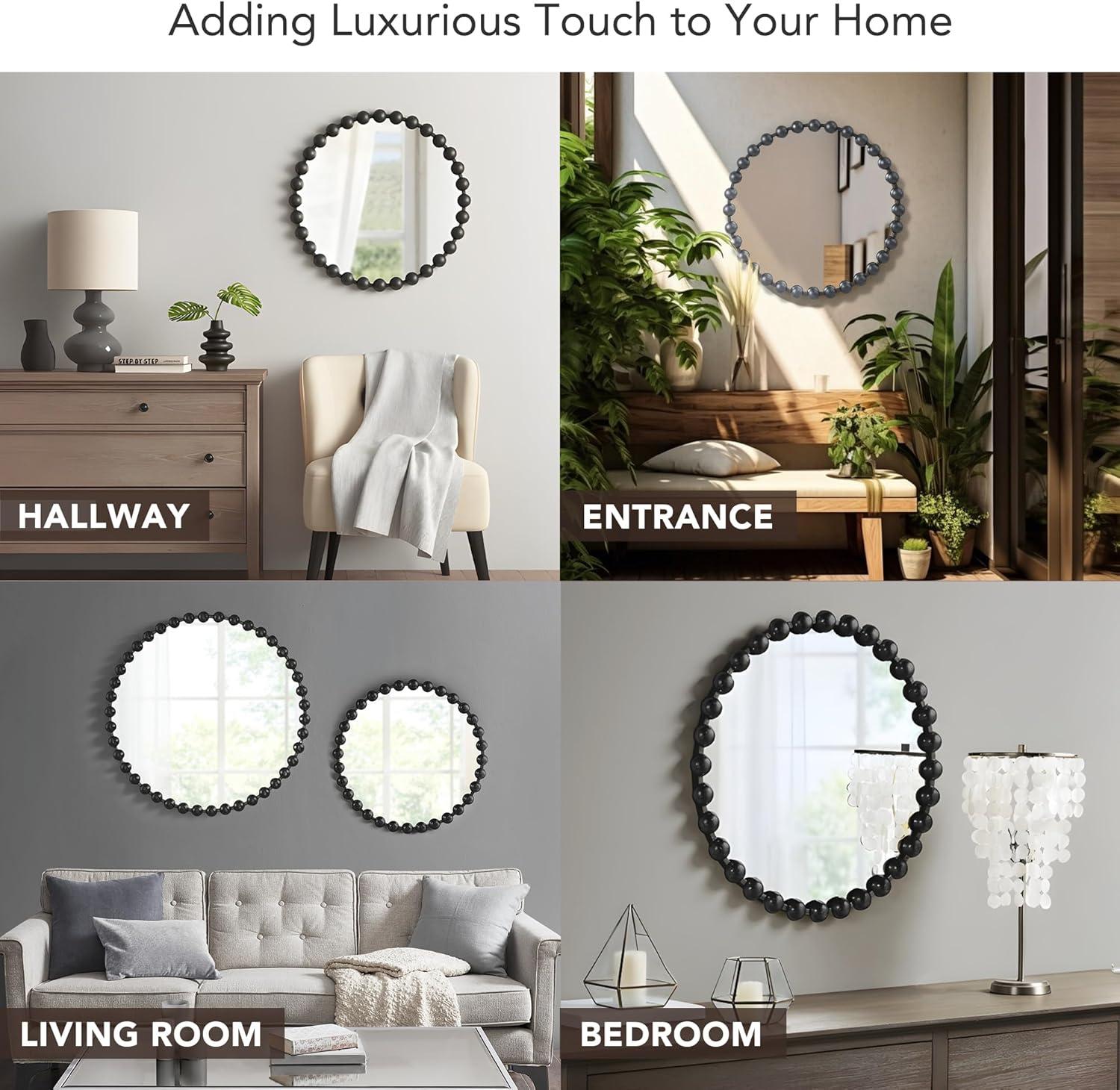 Marlowe Beaded Round Metal Wall Mirror