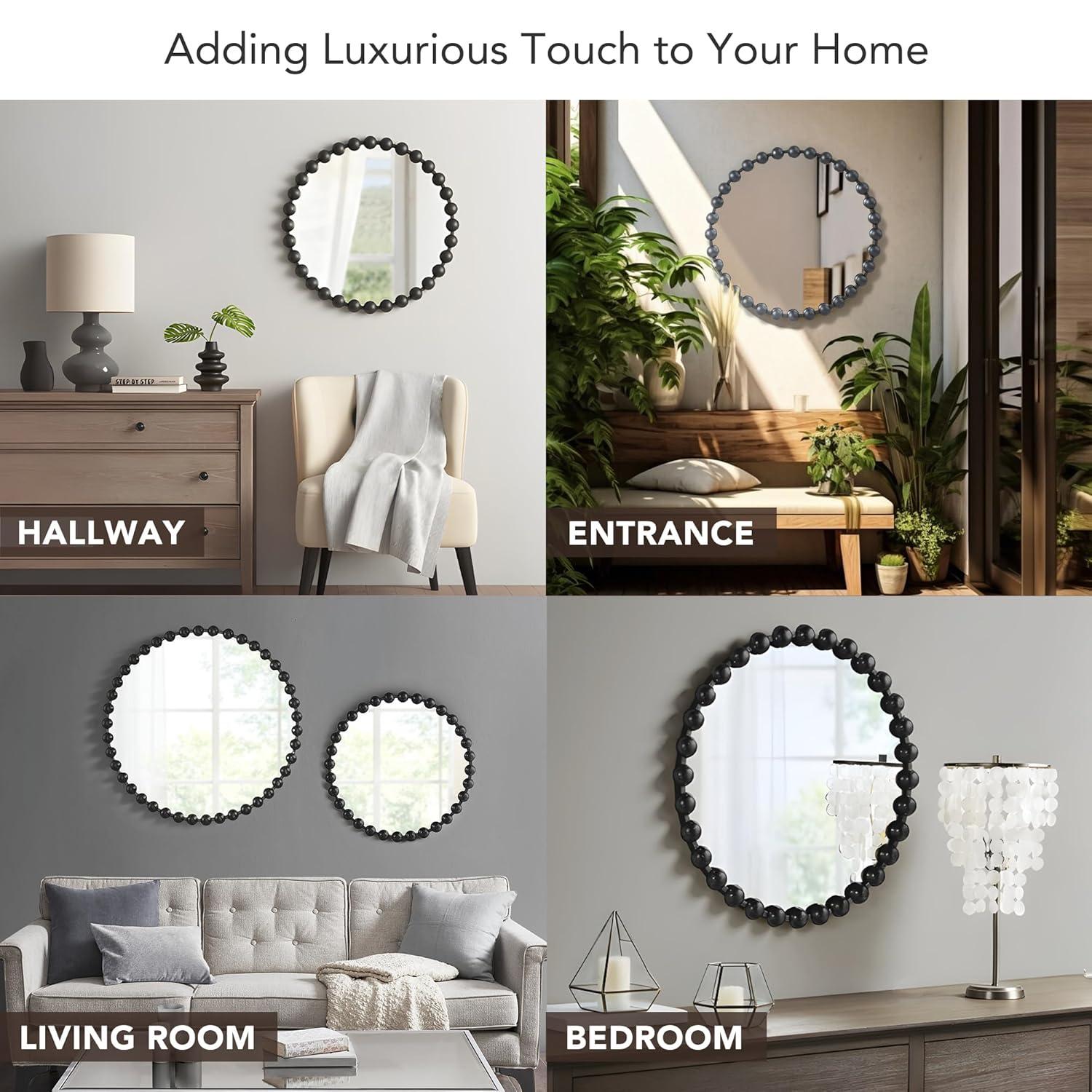 Marlowe Beaded Round Metal Wall Mirror