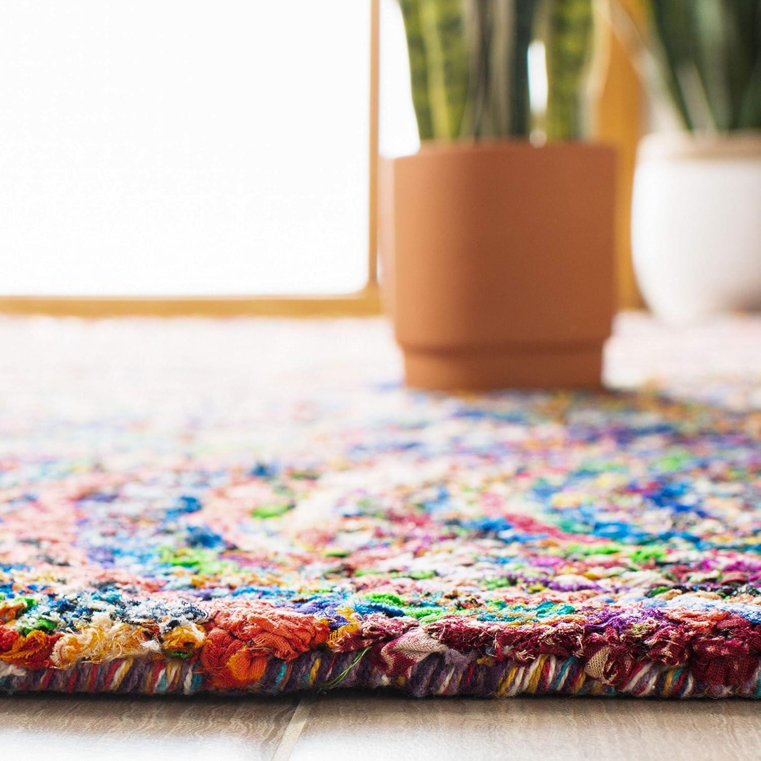 Nantucket NAN514 Hand Tufted Indoor Area Rug - Multi - 4' Round - Safavieh.