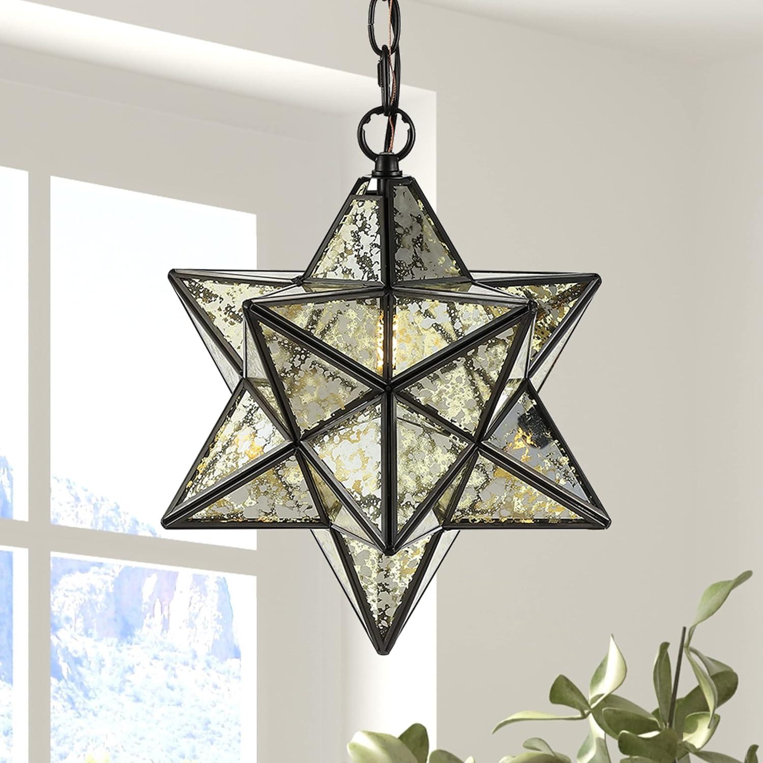 Stella 12" Oil Rubbed Bronze Moravian Star Pendant with Mercury Glass