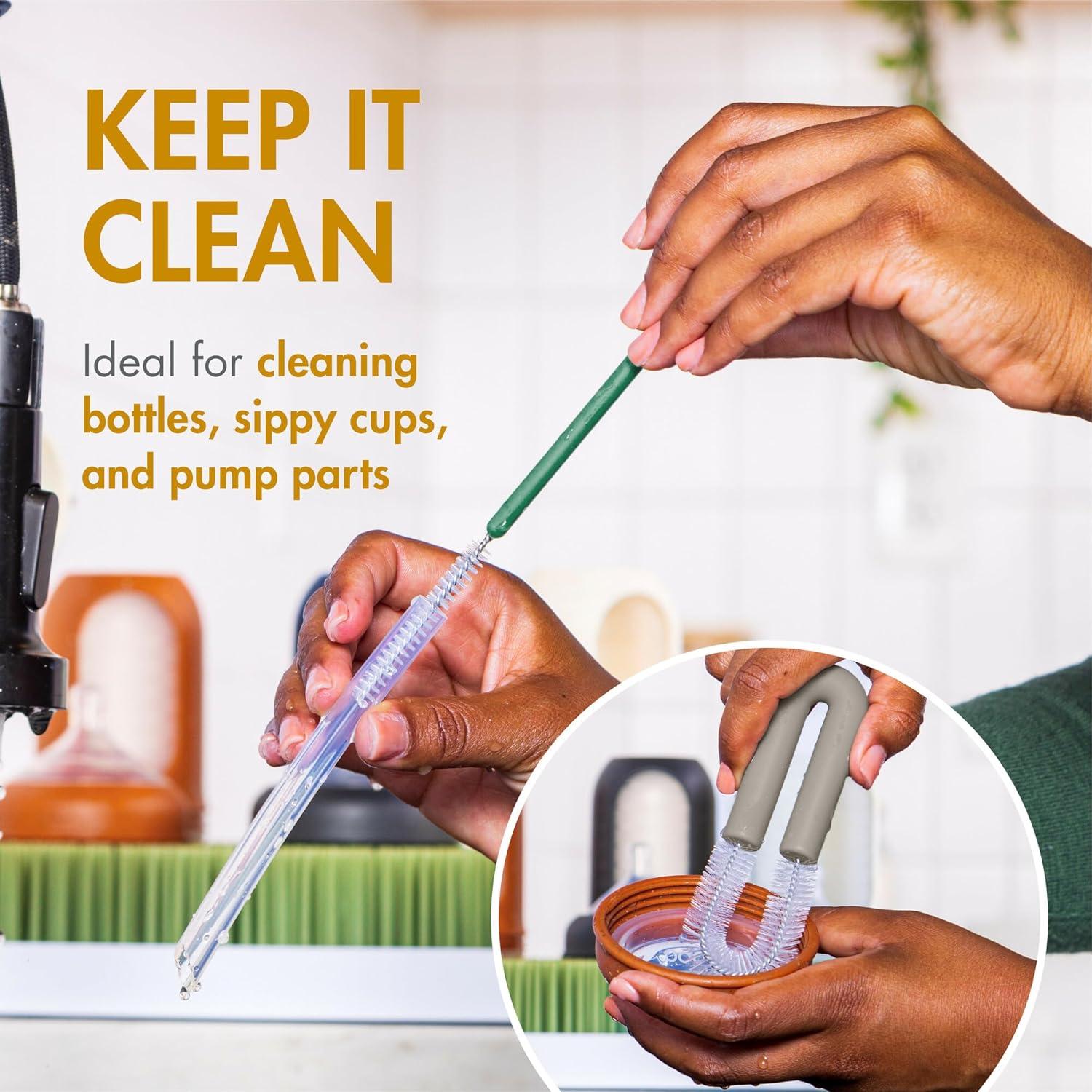 Boon Mod Baby Bottle Cleaning Brush Set with Storage Vase - 4pk