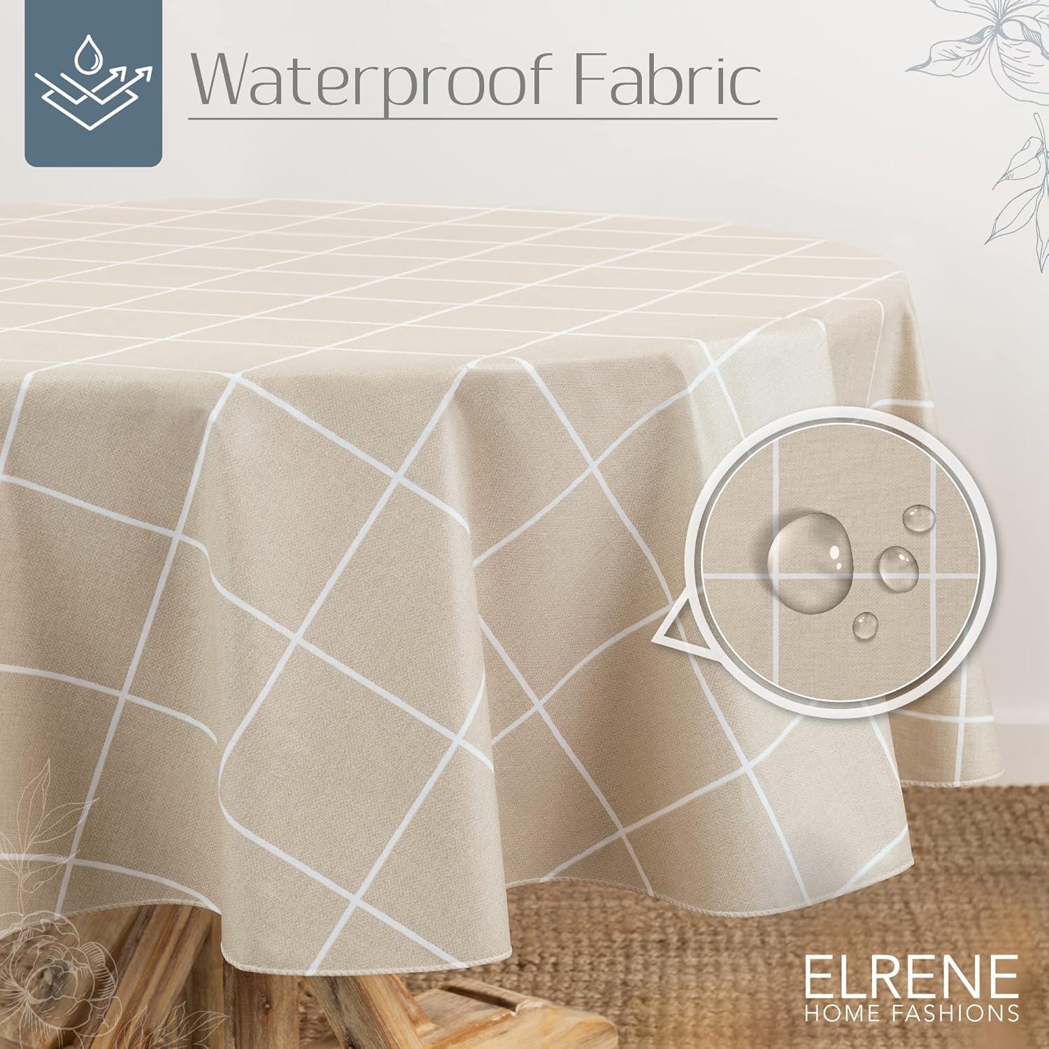 Elrene Windowpane Plaid Grid Printed Vinyl Indoor/Outdoor Tablecloth - Elrene Home Fashions