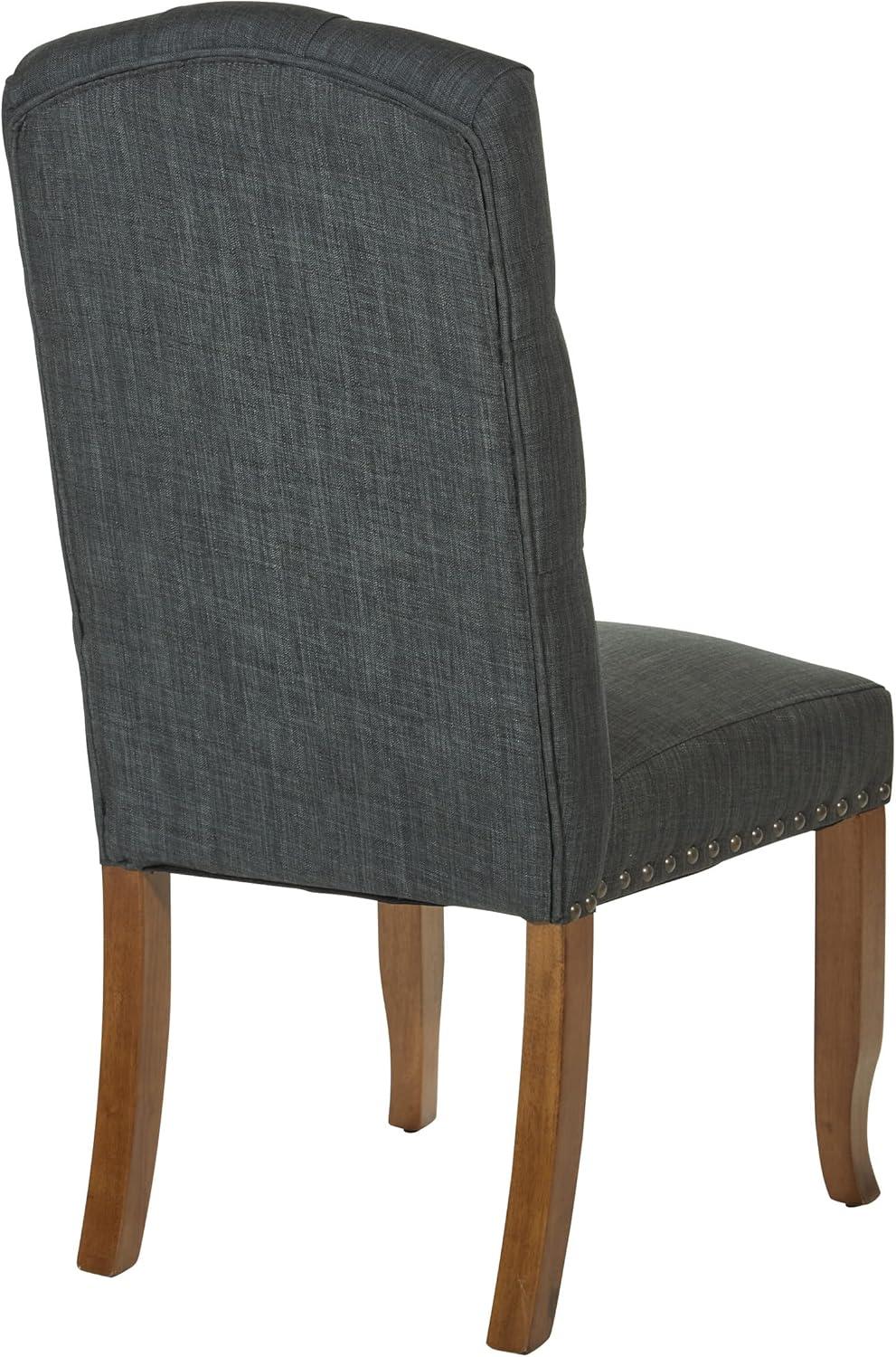 White Upholstered Parsons Side Chair with Wood Legs