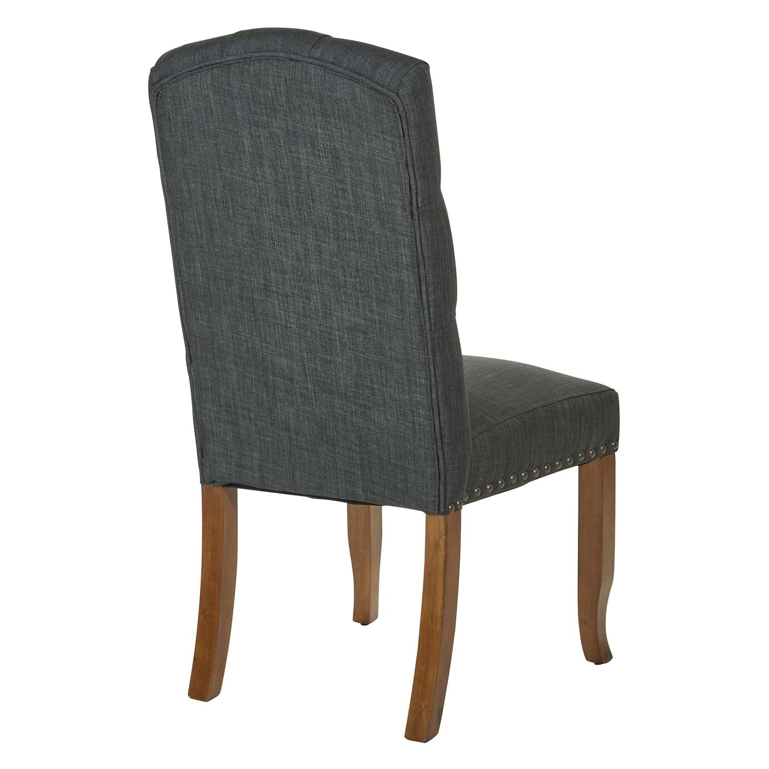 White Upholstered Parsons Side Chair with Wood Legs