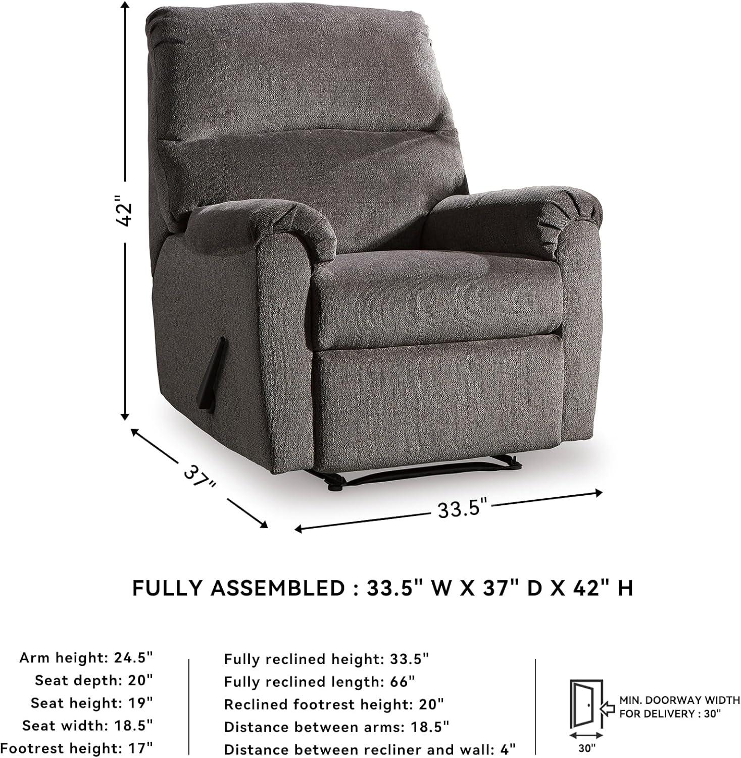Signature Design by Ashley Nerviano Zero Wall Recliner in Gray