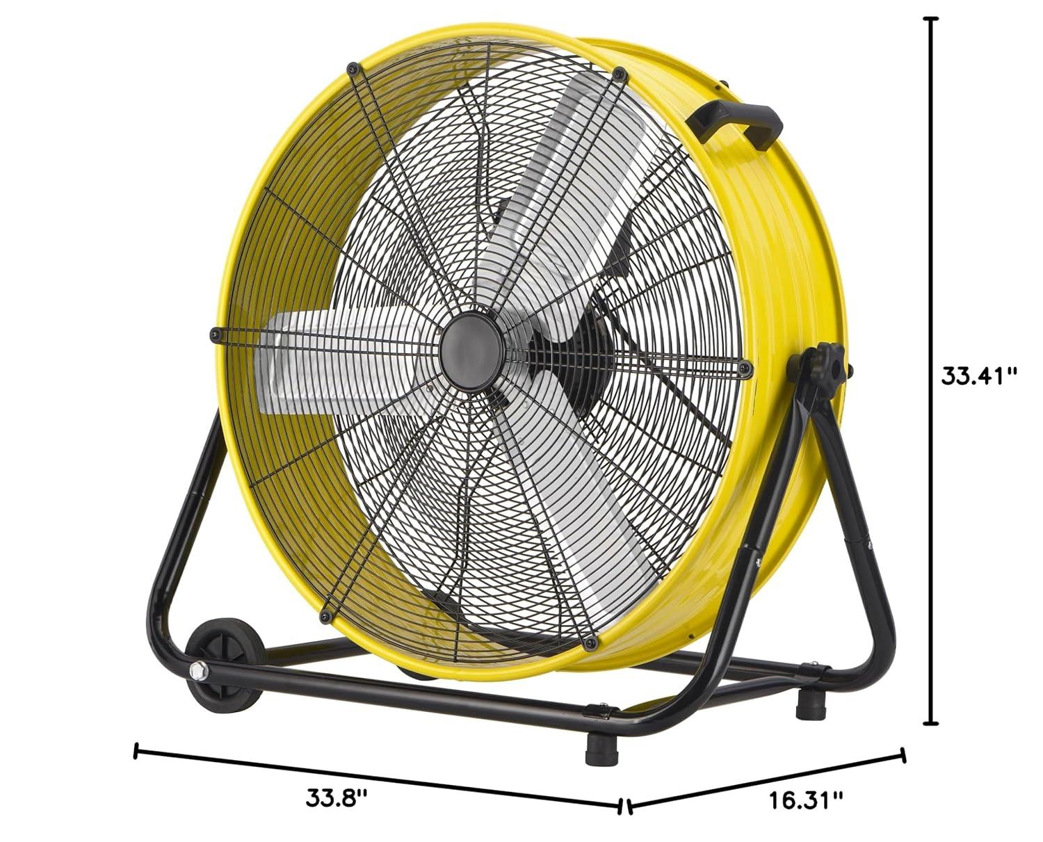 14000 CFM Heavy Duty Industrial Drum Fan, 30 Inch 550W High Velocity Floor Fan with 3 Speeds, 360° Tilt Metal Garage Fan for Warehouse, Commercial, Workshop, Factory and Basement