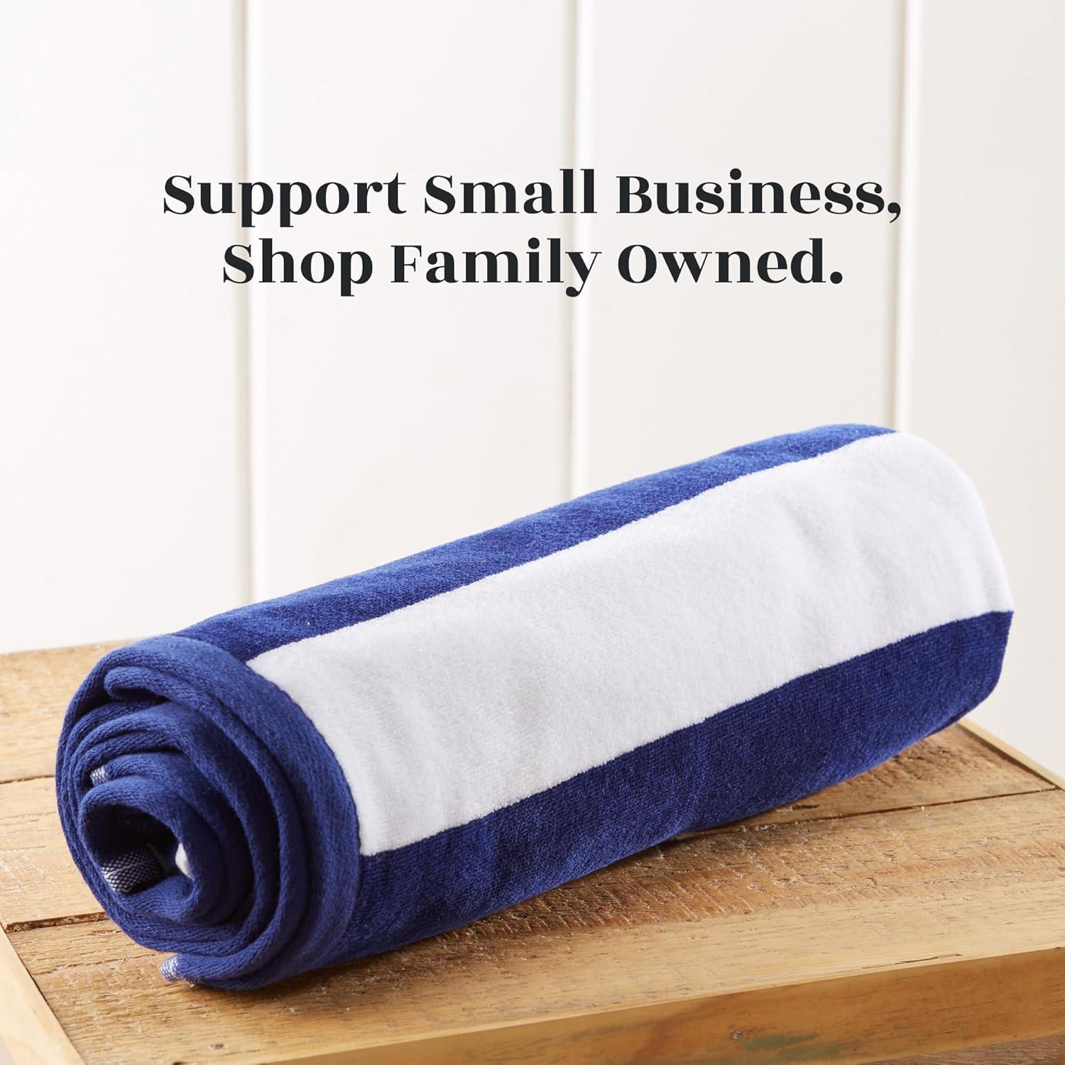 100% Cotton Cabana 4 Pack Beach Towels - Great Bay Home (30" x 60", Navy)