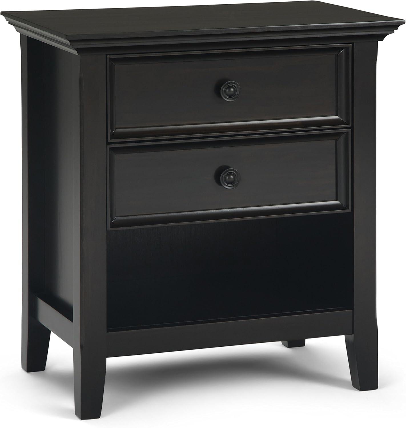 Simpli Home Amherst Wood 24" Transitional Bedside Nightstand Table in Hickory Brown