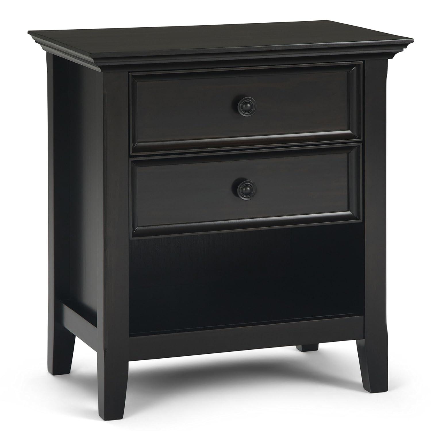 Simpli Home Amherst 24"W 2-Drawer Solid Wood Nightstand with Open Shelf & Reviews | Wayfair