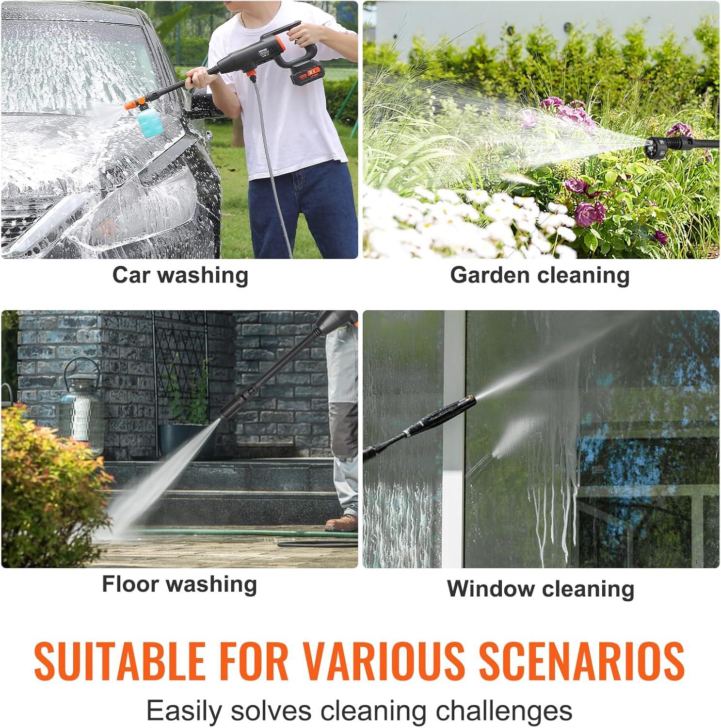 VEVOR VEVOR Cordless Pressure Washer, 580-PSI 1.1 GPM Portable Power Cleaner
