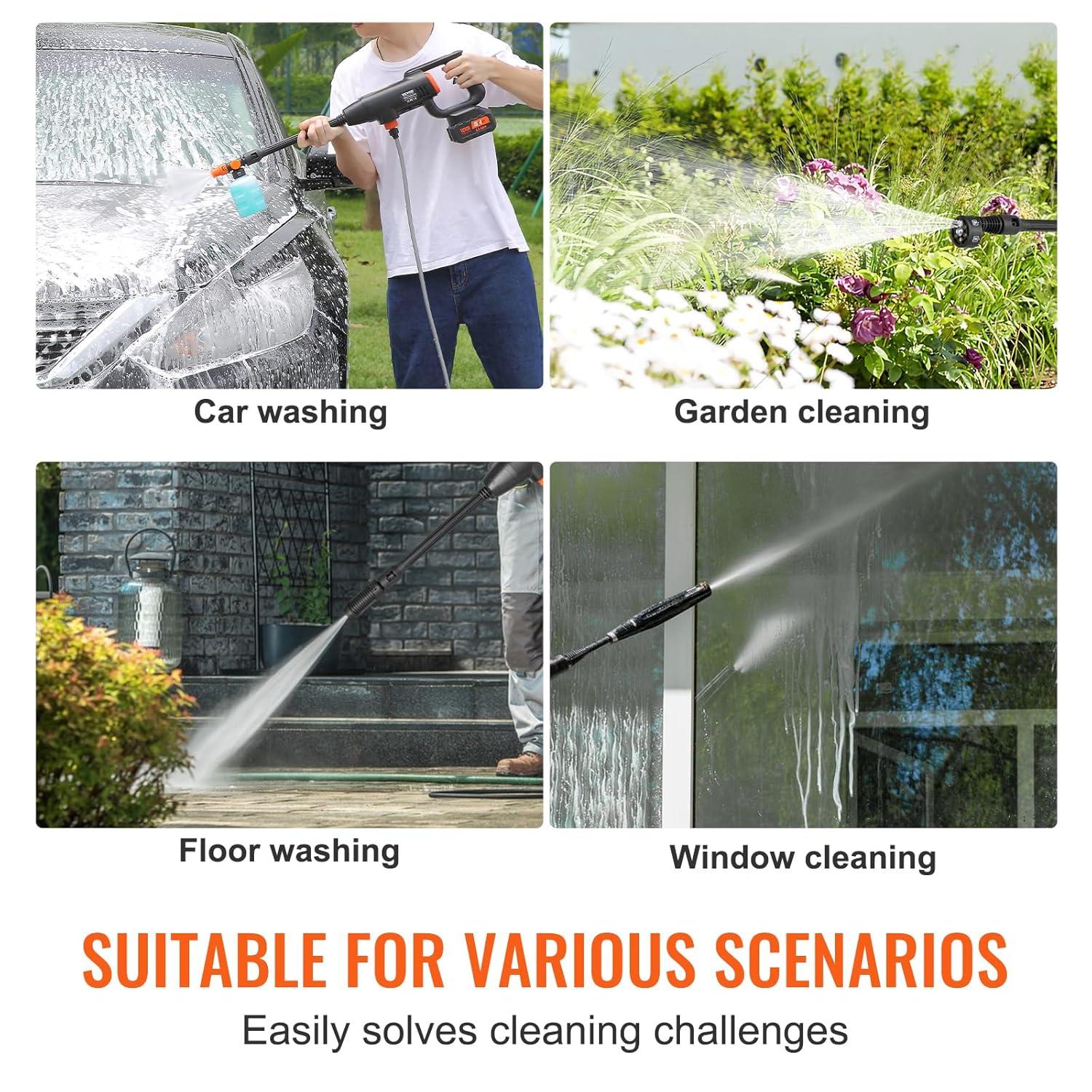 VEVOR VEVOR Cordless Pressure Washer, 580-PSI 1.1 GPM Portable Power Cleaner