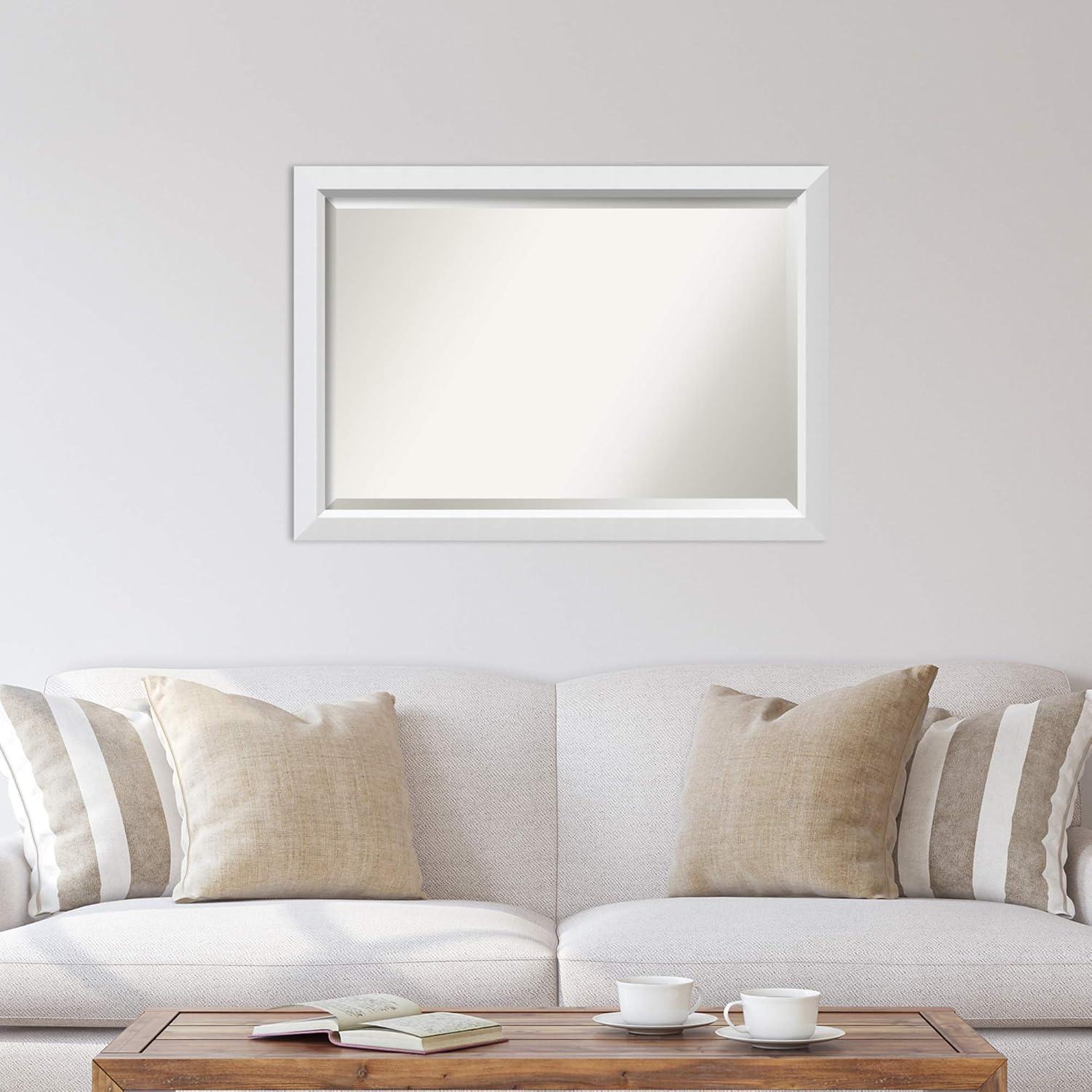 33" x 27" Alexandria White Wash Framed Wall Mirror - Amanti Art: Beveled, No Assembly Required