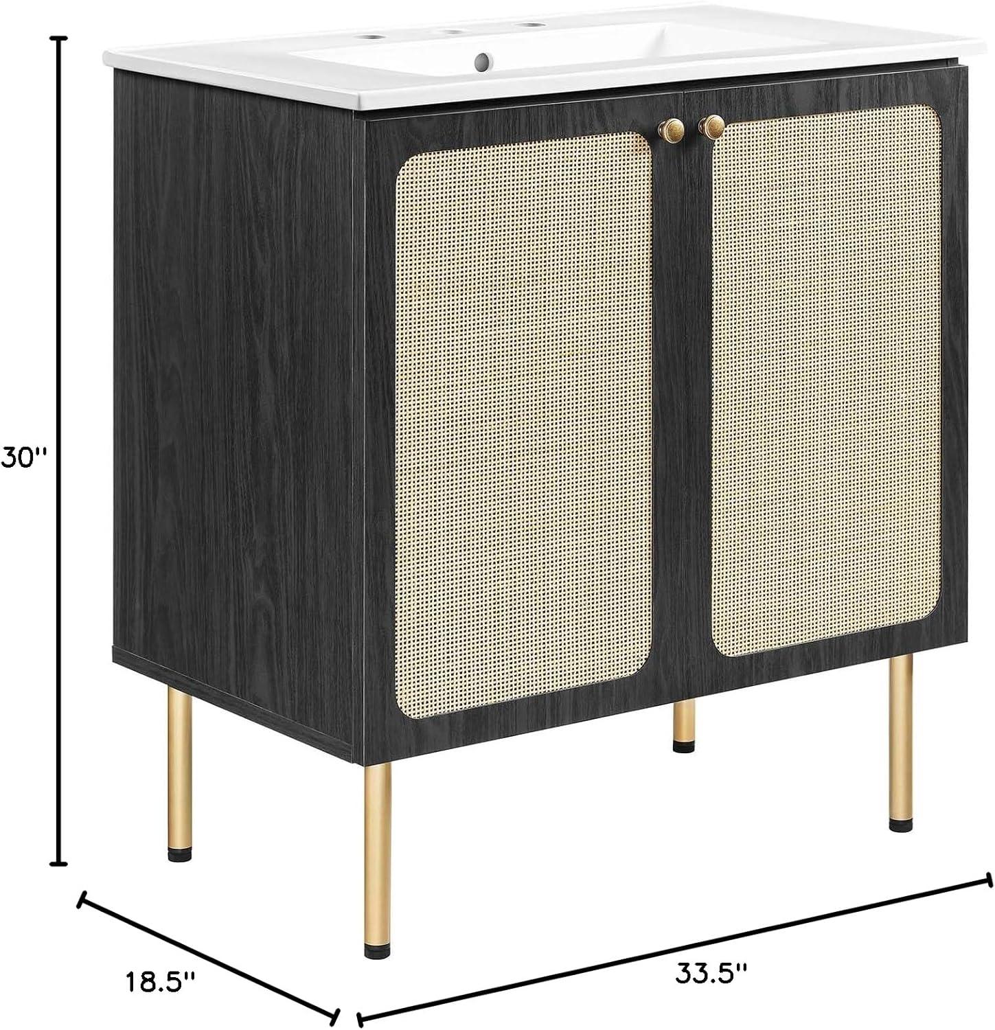 Modway Modway Chaucer 30'' Single Bathroom Vanity with Wood Top