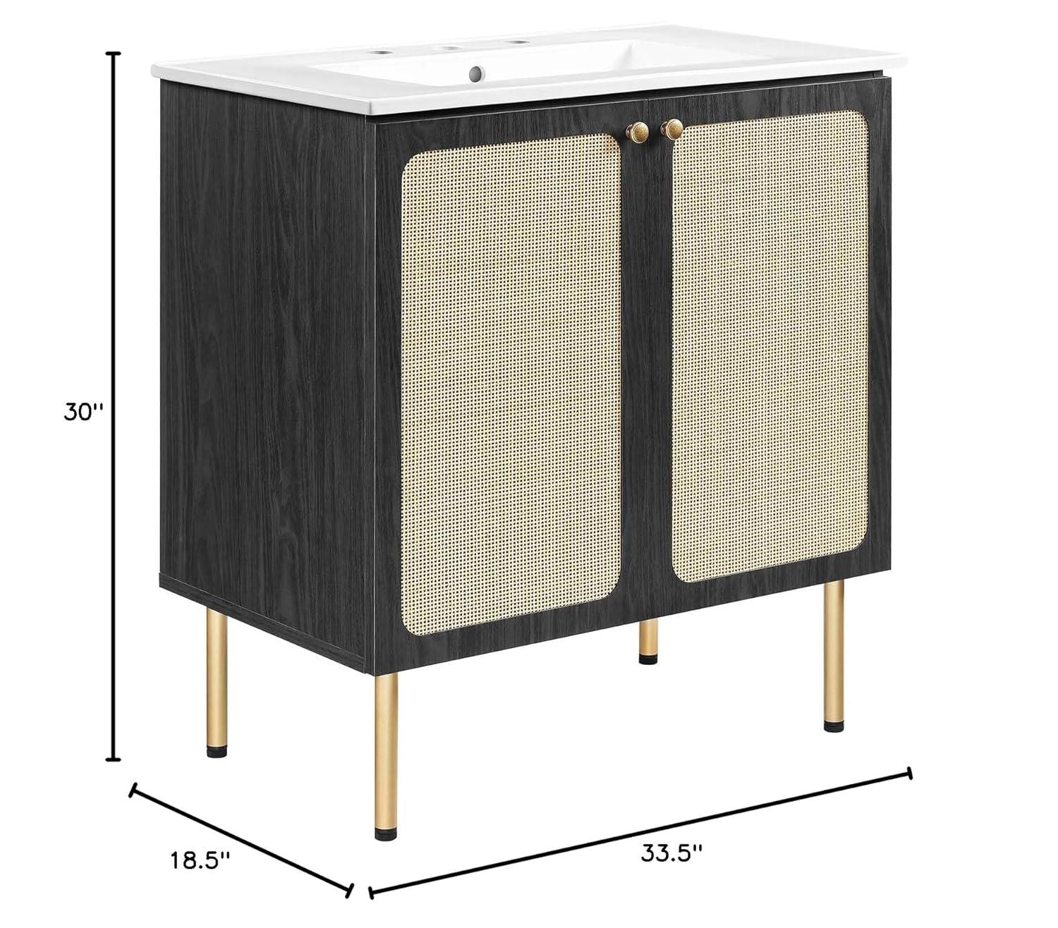 Modway Modway Chaucer 30'' Single Bathroom Vanity with Wood Top
