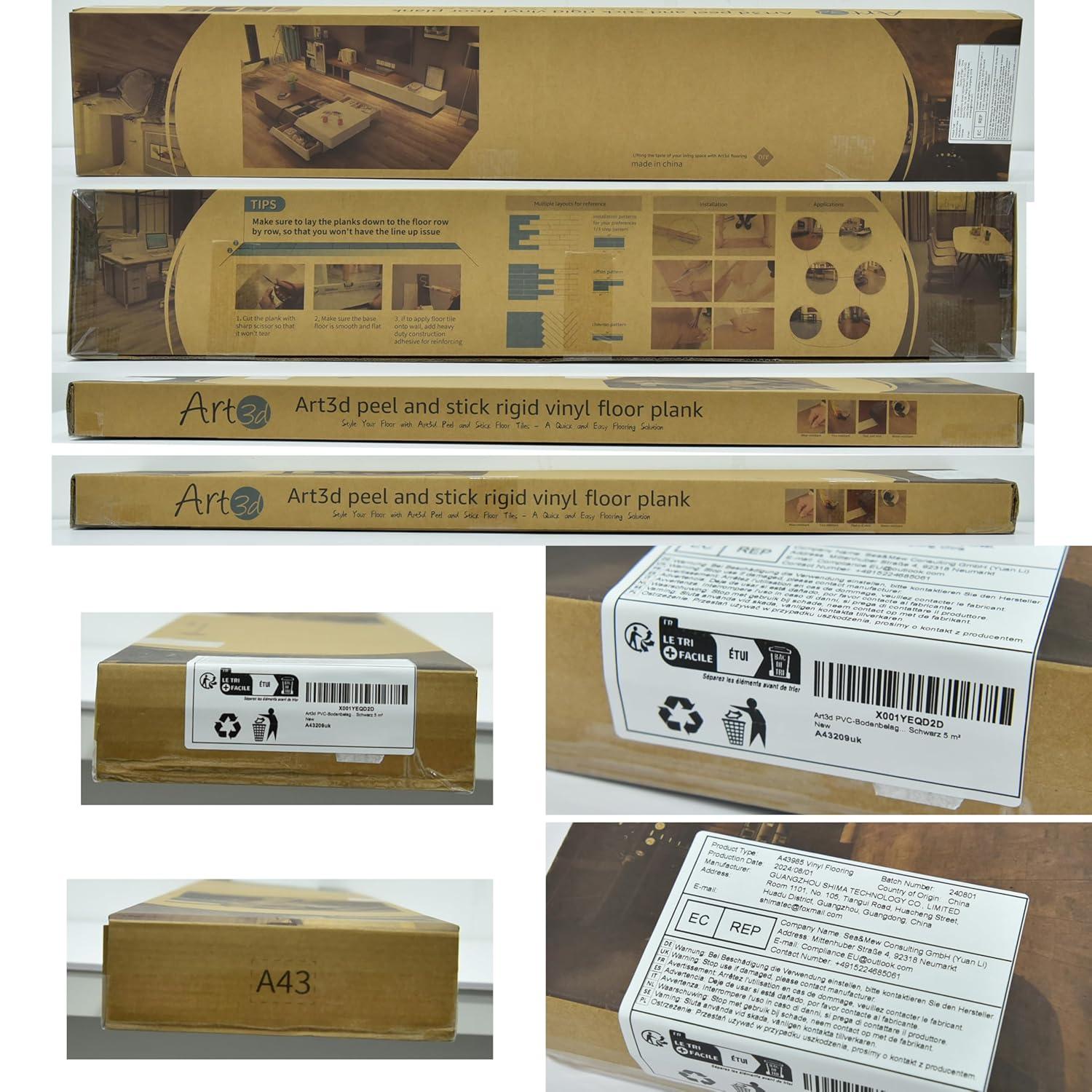 Art3d Peel and Stick Floor Tile Vinyl Wood Plank 36-Pack 54 Sq.Ft, Light Grey, Rigid Surface Hard Core Easy DIY Self-Adhesive Flooring