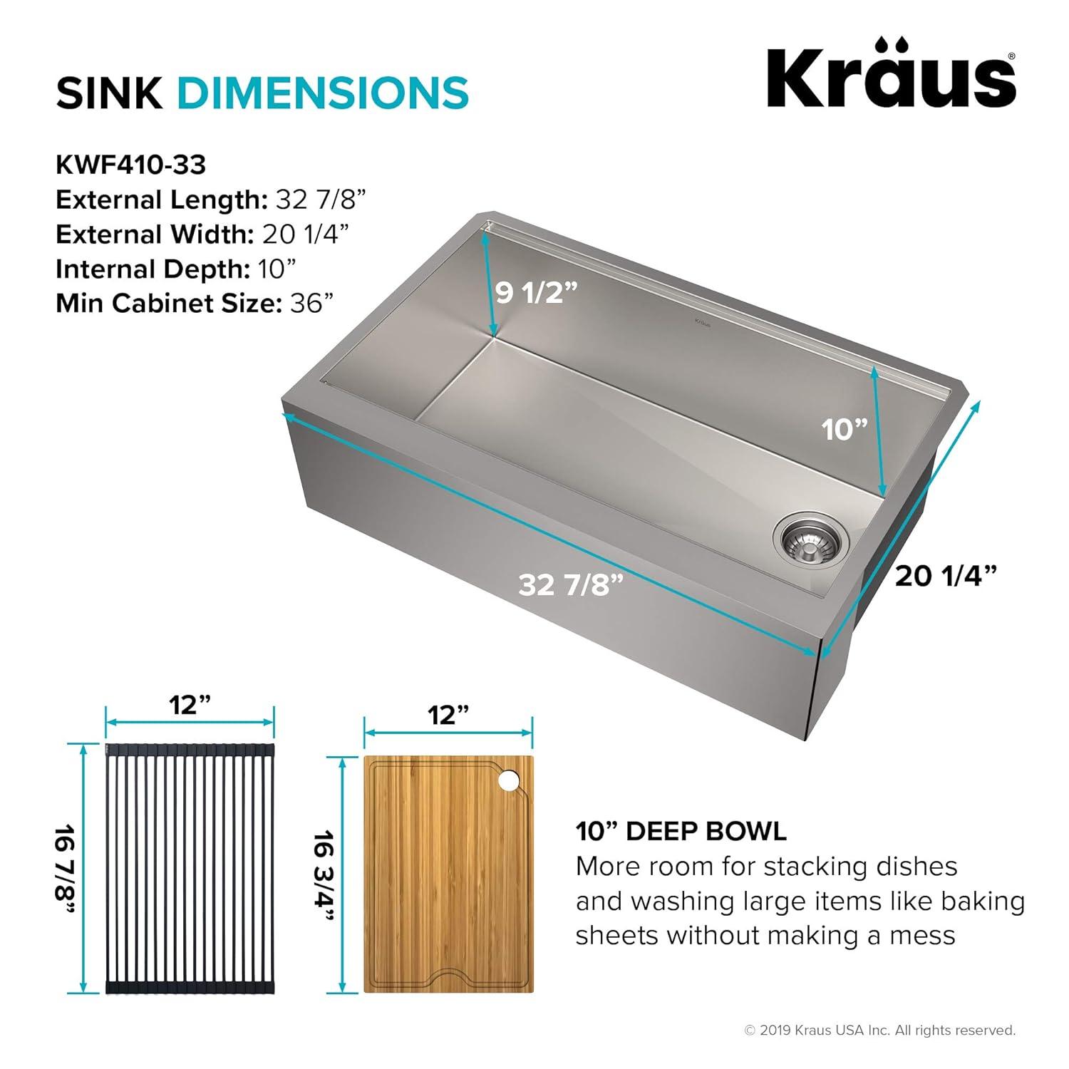 Kraus KWF410-33-100-75MB Kore 33" L x 20" W Drop-in Kitchen Sink with Accessories