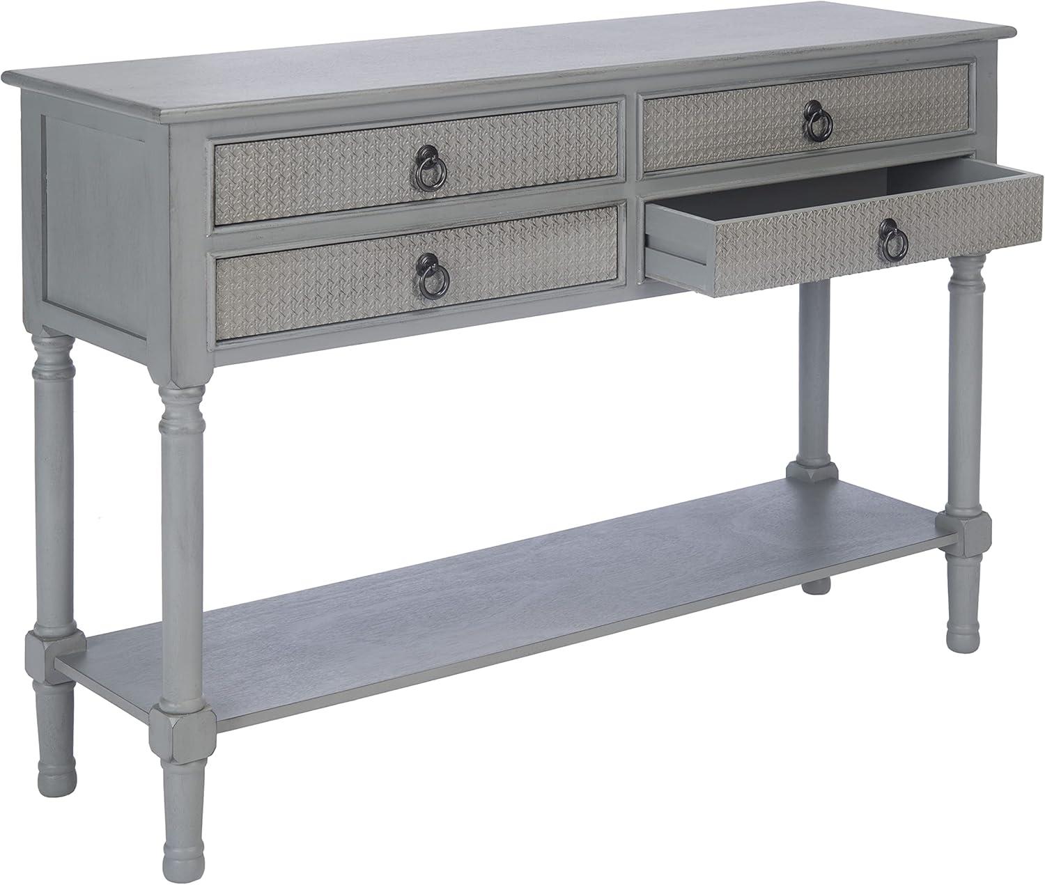 SAFAVIEH Haines Distressed Gray Wood Console Table with Drawer (42 in. W x 13 in. D x 29.5 in. H)