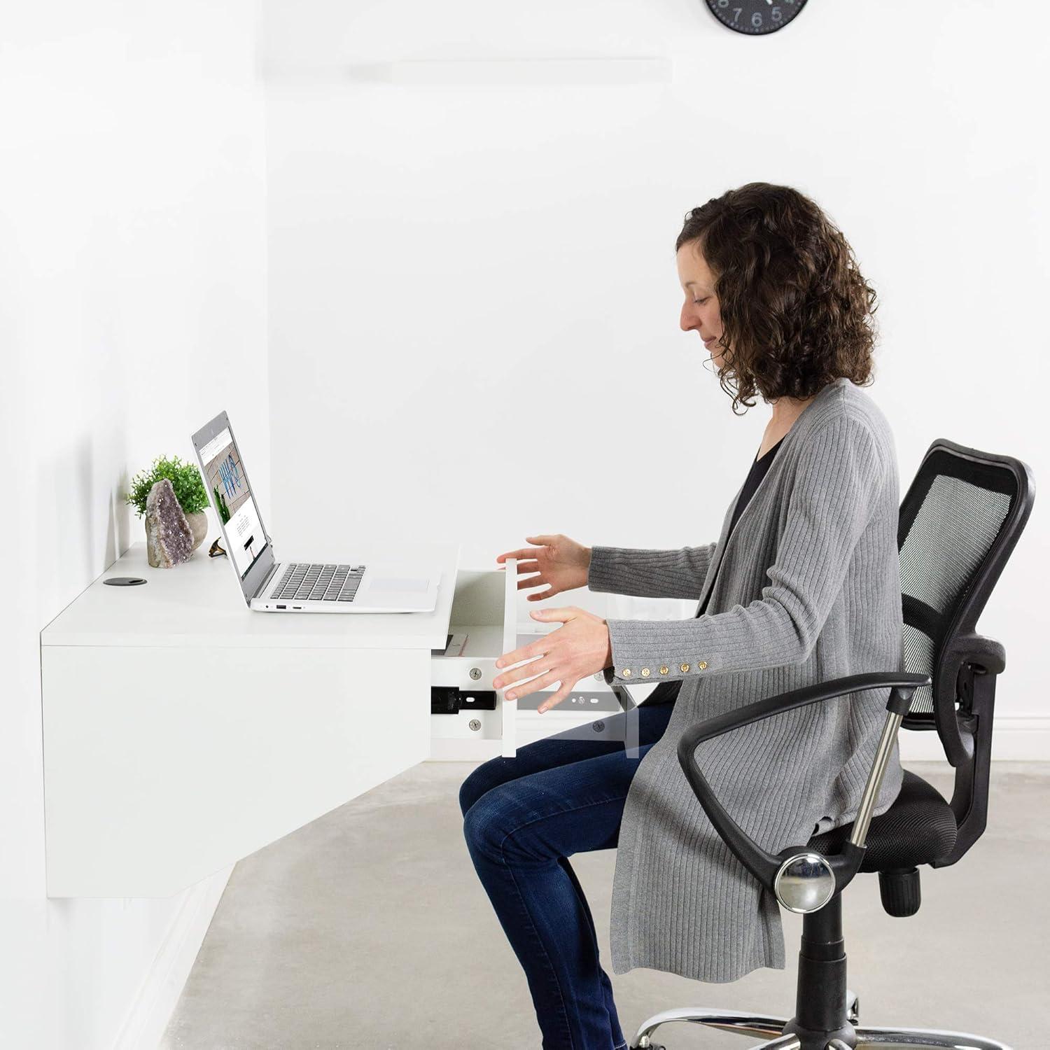 Vivo VIVO White Floating Wall Mounted Storage Shelf, Desk Drawer, DESK-SF01W
