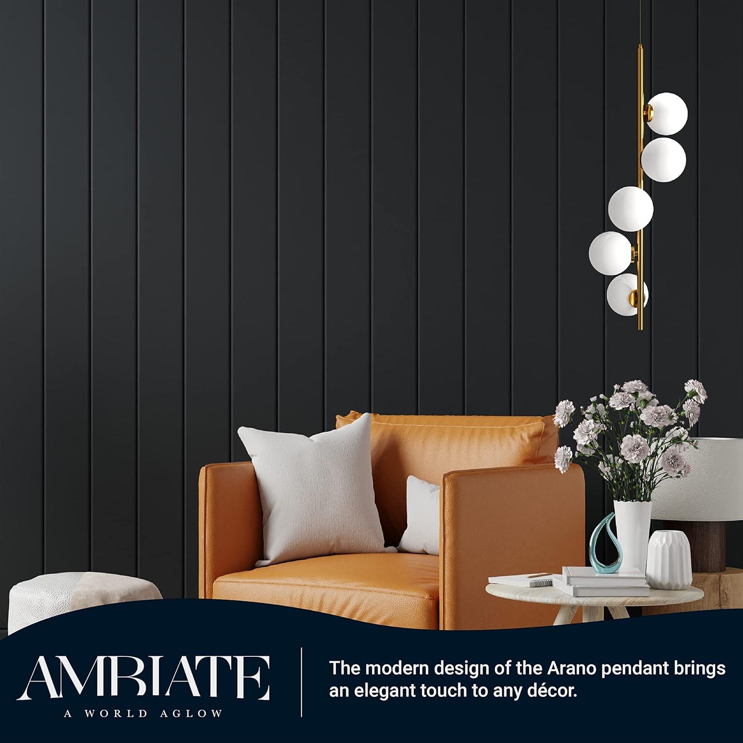 Sunshine Lighting B3167033 Ambiate Arano Linear Globe Pendant Light Fixture G9 Base - 15W - Gold