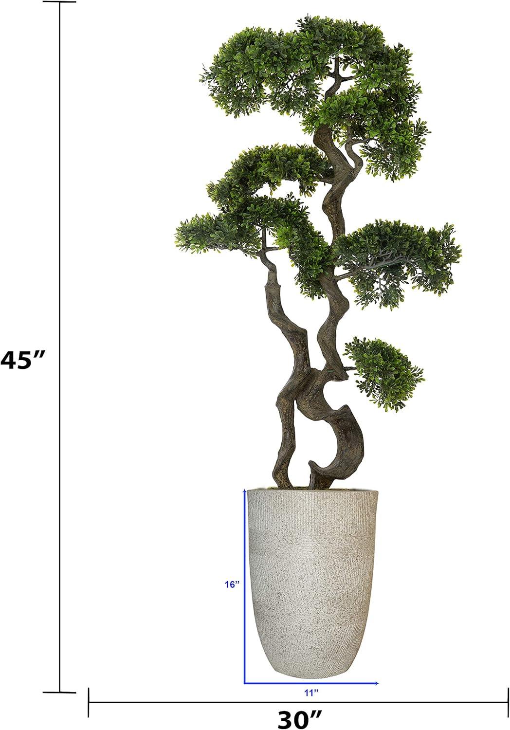 Vintage Home Artificial Faux Vintage Real Touch 53" Tall Bonsai Tree with Fiberstone Planter, Indoor and Outdoor use
