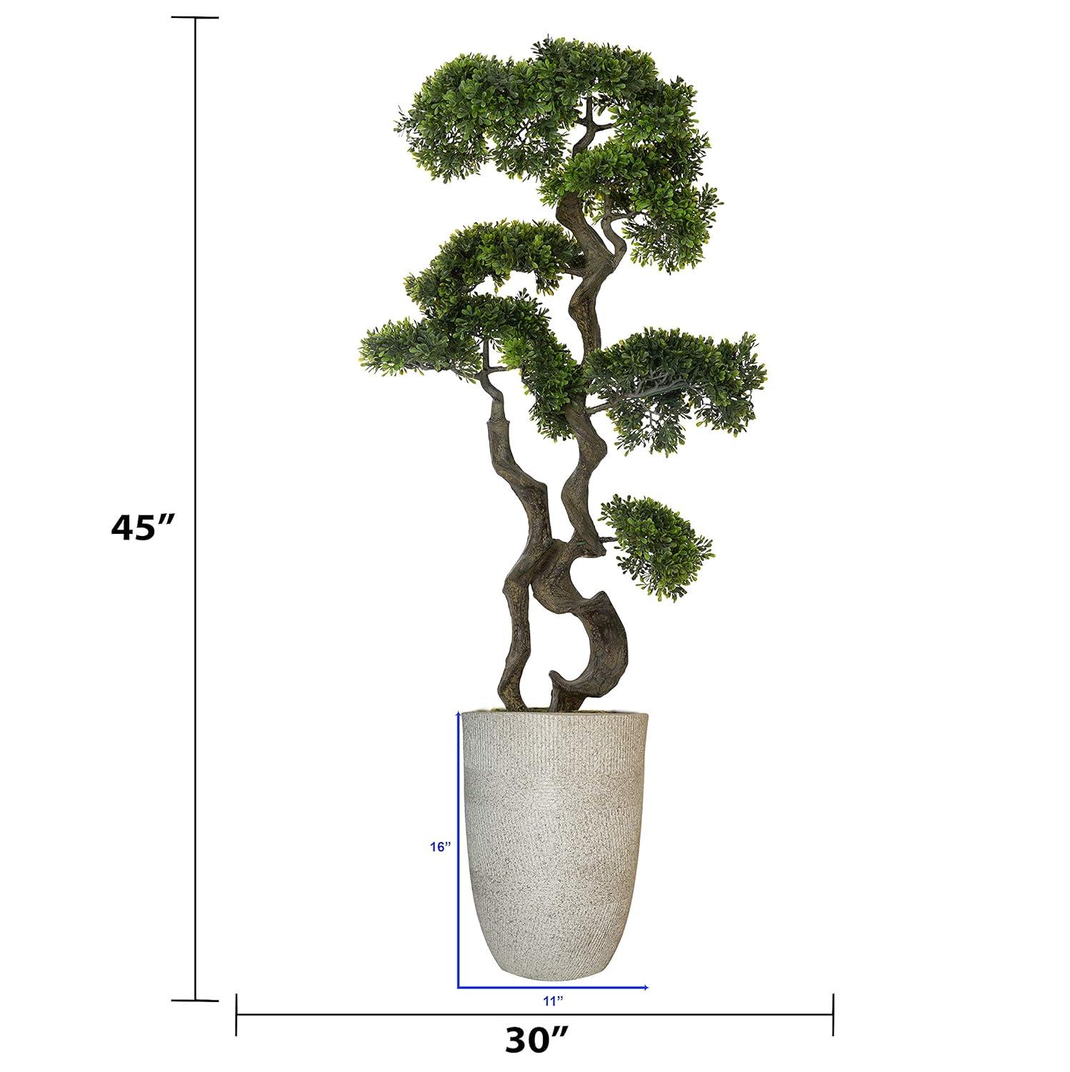 Vintage Home Artificial Faux Vintage Real Touch 53" Tall Bonsai Tree with Fiberstone Planter, Indoor and Outdoor use