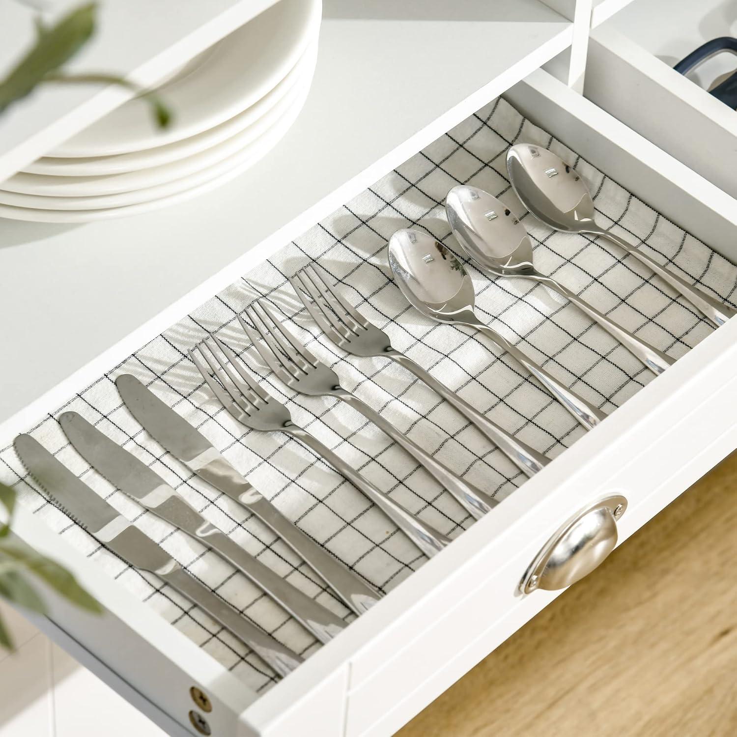 HOMCOM Sideboard Buffet, Coffee Bar, Kitchen Cabinet with Storage Drawers, Large Tabletop and Crossbar Side Design, White