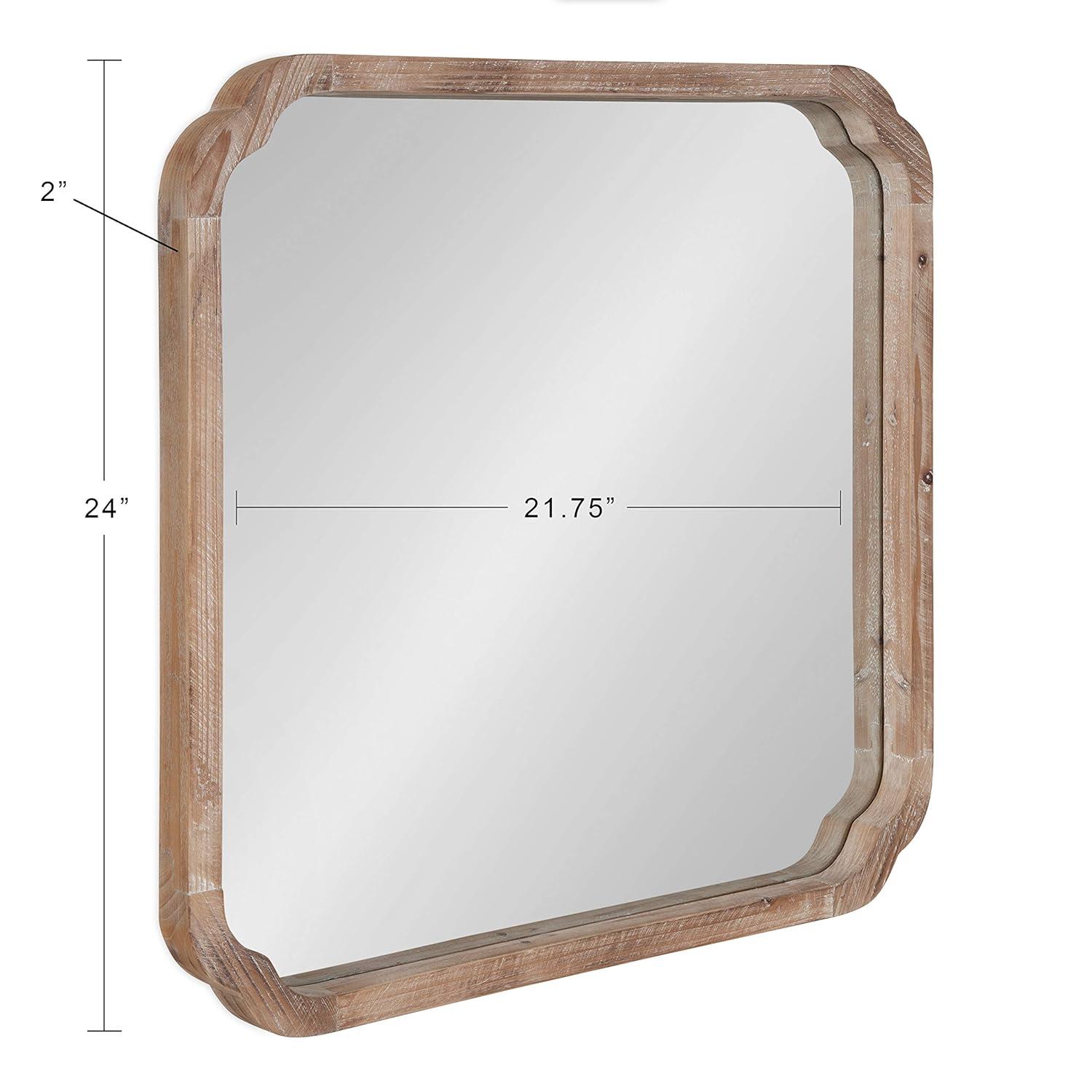 Kate & Laurel All Things Decor 24"x24" Marston Farmhouse Rectangle Wall Mirror Brown: No Assembly, Wood Frame, Wall Mount