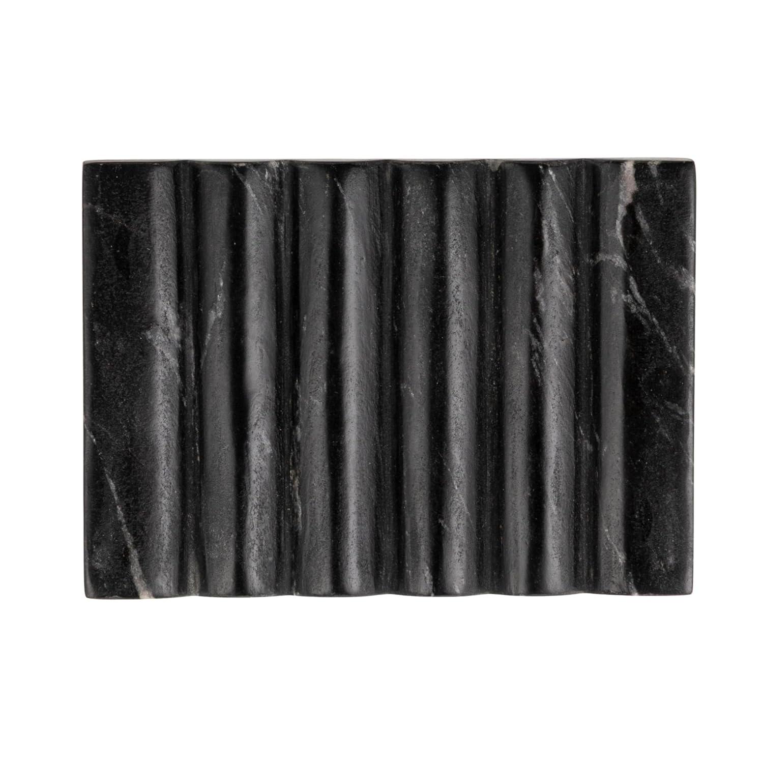 Creative Co-Op Mélange Marble Soap Dish, Black and Beige