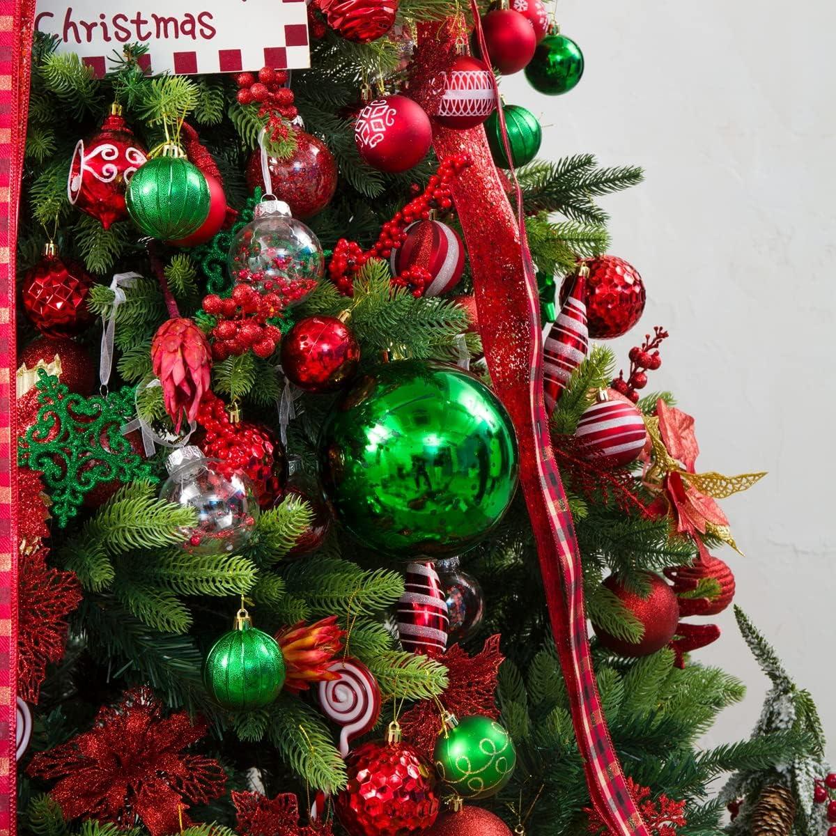 XmasExp 4in Large Christmas Ornaments Christmas Ball Ornaments Giant Tree Decoration Shatterproof Decorative Hanging Balls for Holiday Party Decor (Silver,4pcs)