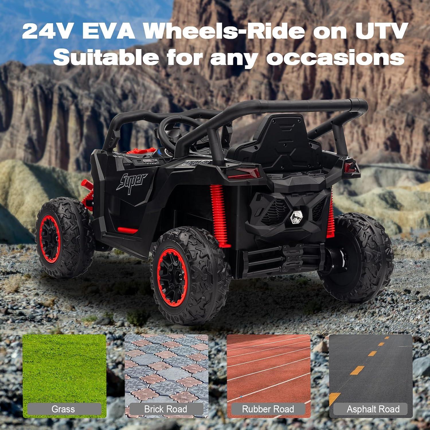 Ride on UTV Car, 24V Battery Powerd Electric Off-Road UTV Car w/Remote Control